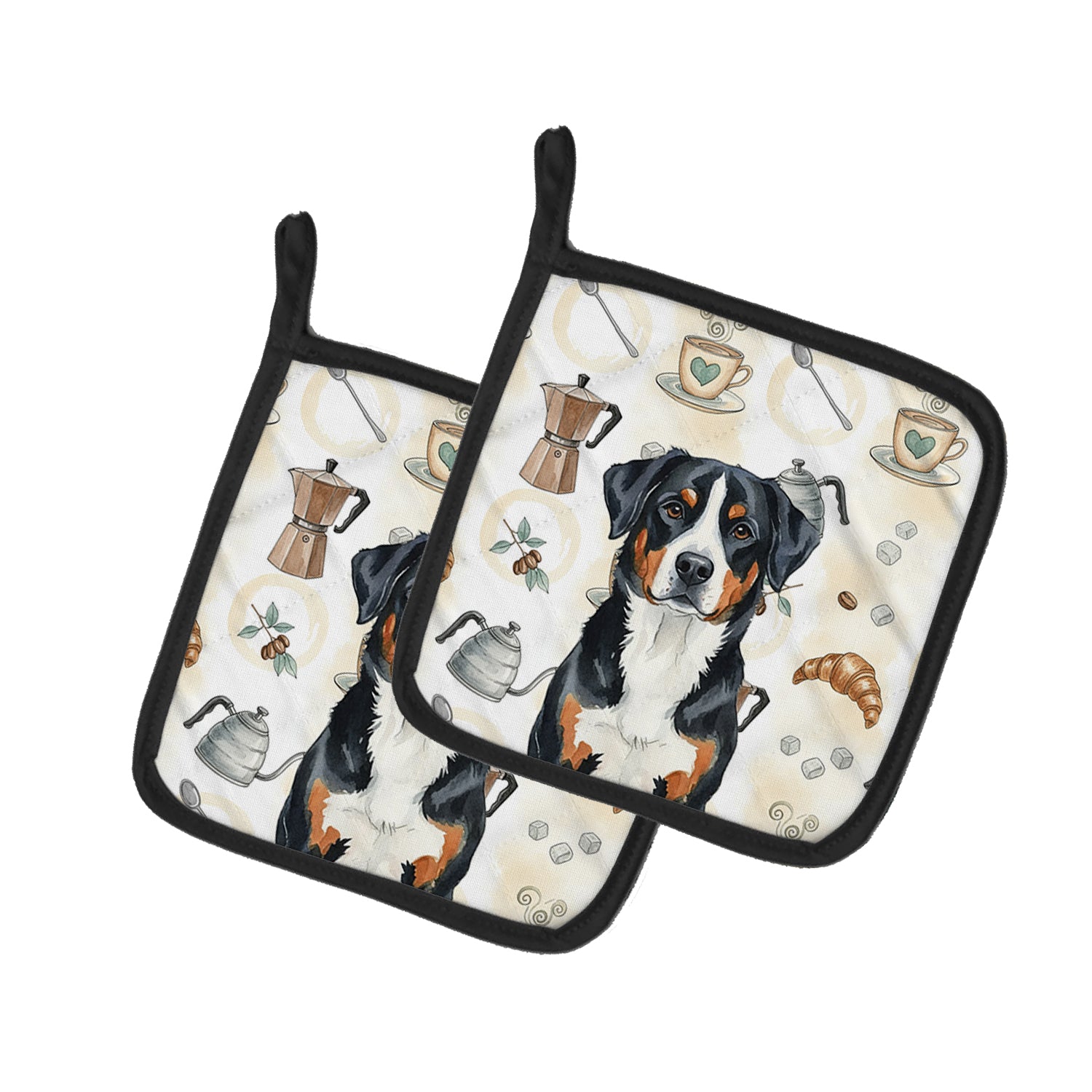 Caroline's Treasures Greater Swiss Mountain Dog Coffee Bar Pair of Pot Holders