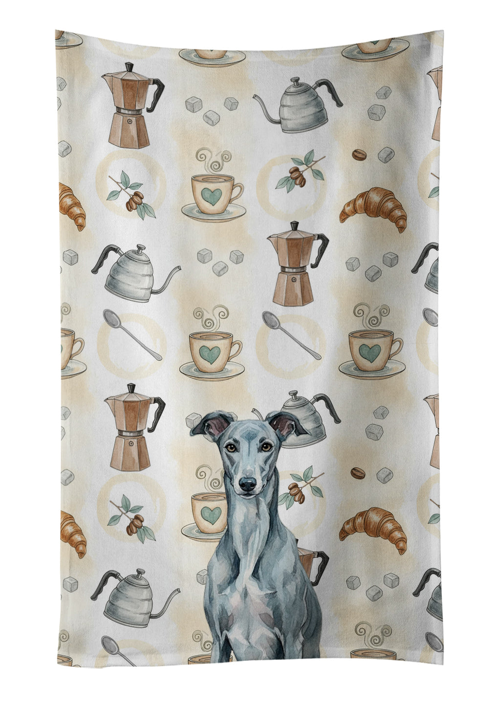 Caroline's Treasures Blue Brindle Greyhound Coffee Bar Kitchen Towel