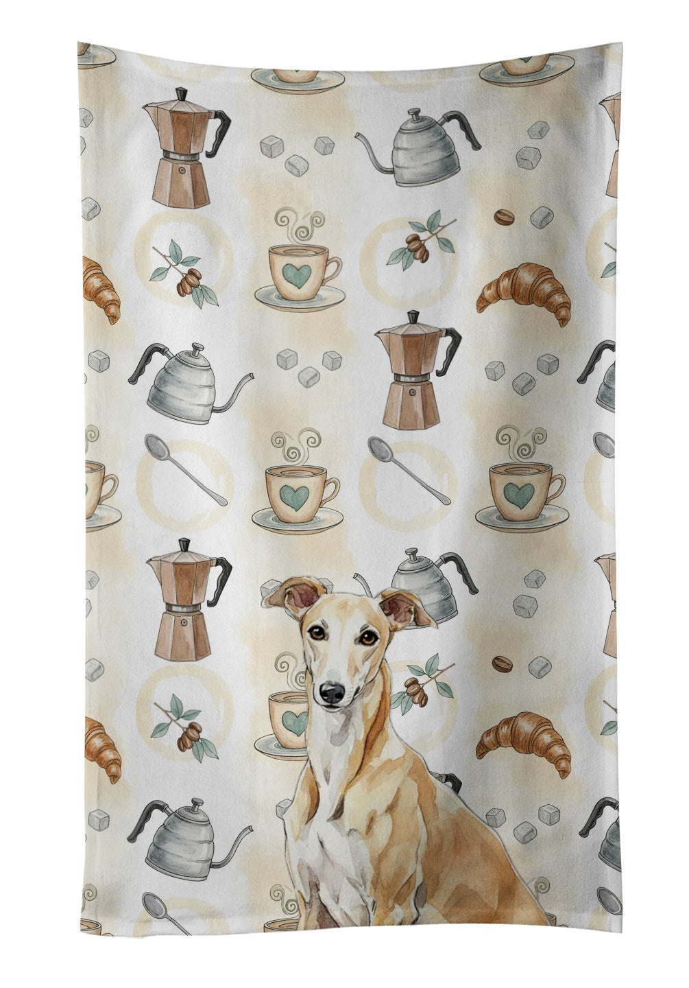 Caroline's Treasures Fawn Greyhound Coffee Bar Kitchen Towel