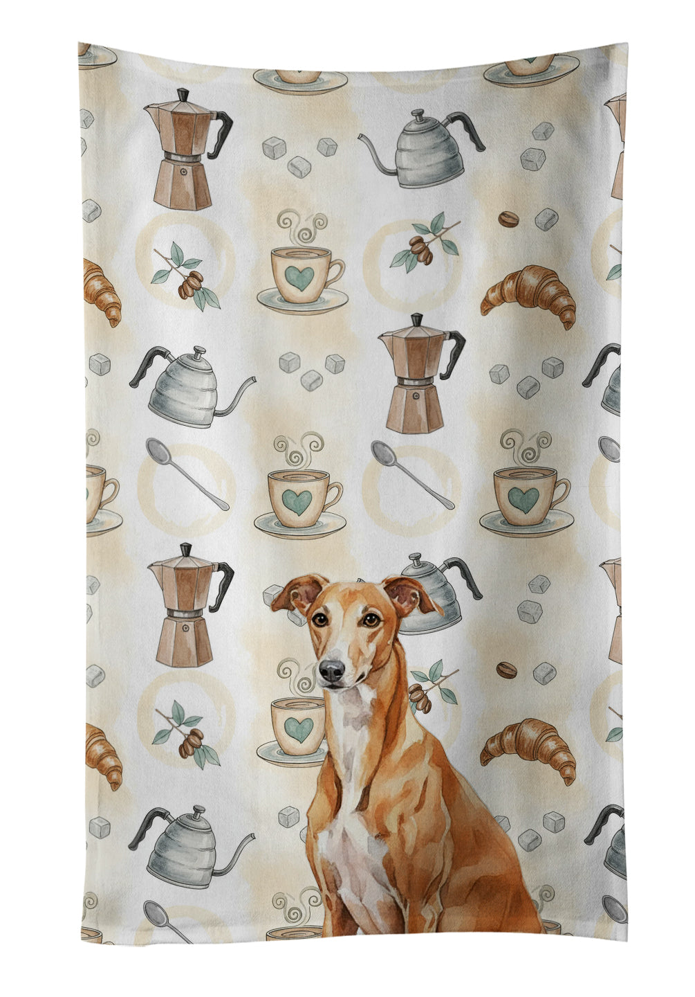 Caroline's Treasures Red Greyhound Coffee Bar Kitchen Towel