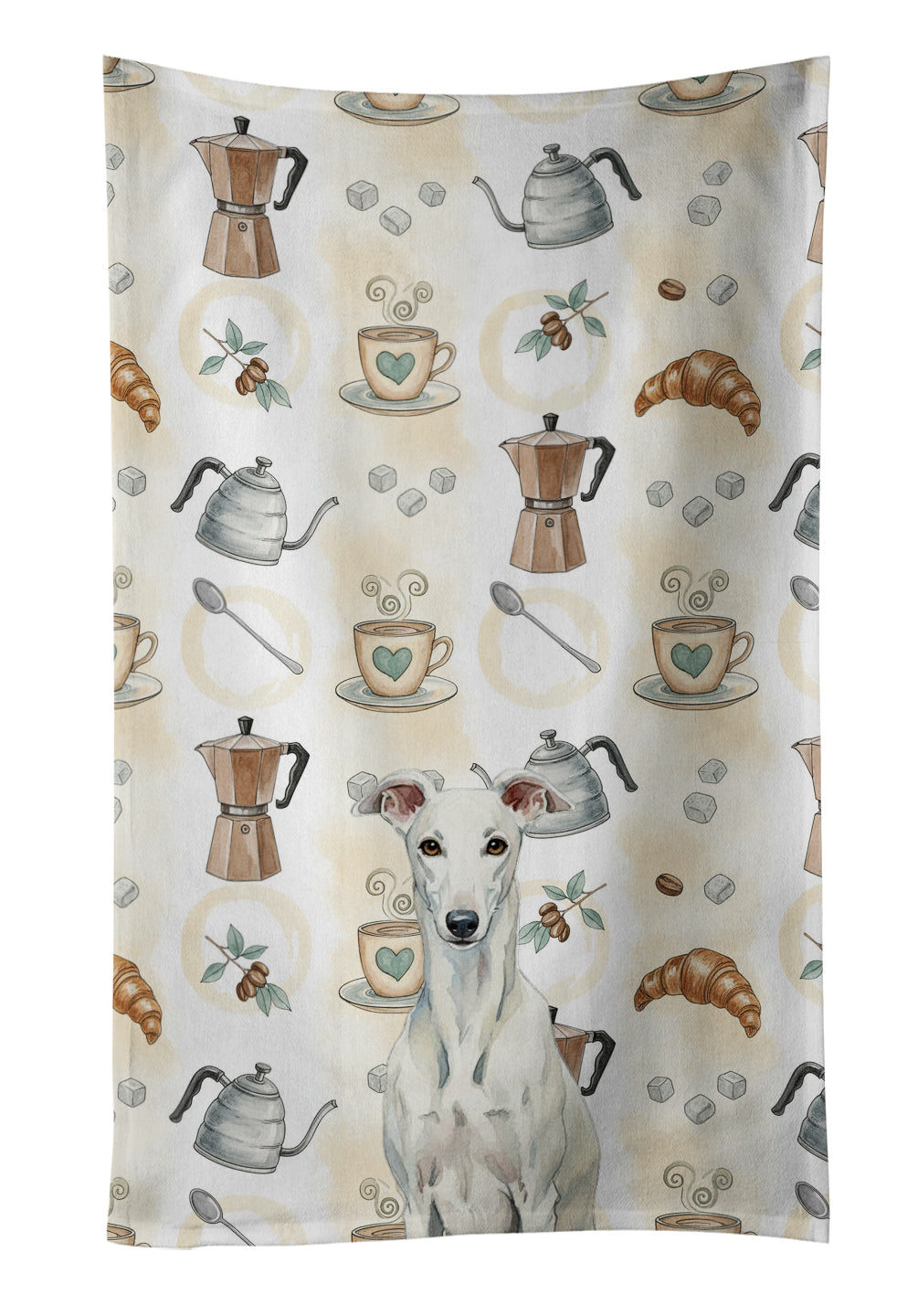 Caroline's Treasures White Greyhound Coffee Bar Kitchen Towel