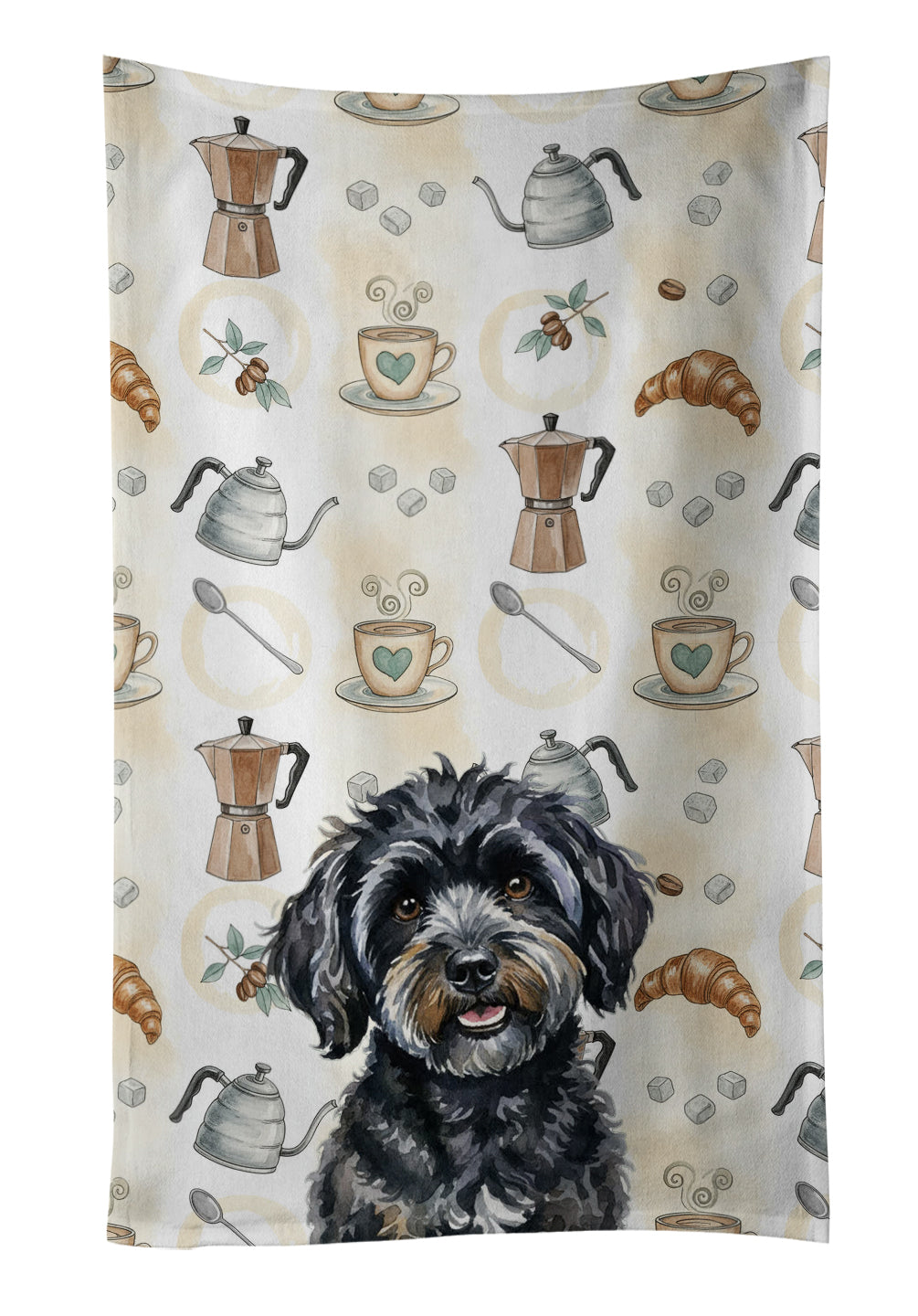 Caroline's Treasures Black Havanese Coffee Bar Kitchen Towel