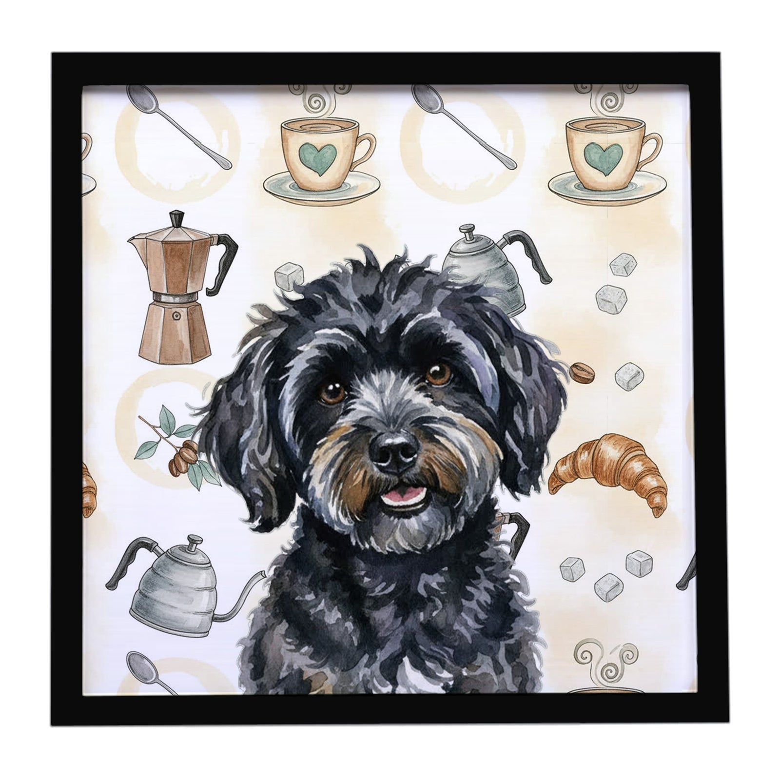 Caroline's Treasures Black Havanese Coffee Bar Framed Metal Print