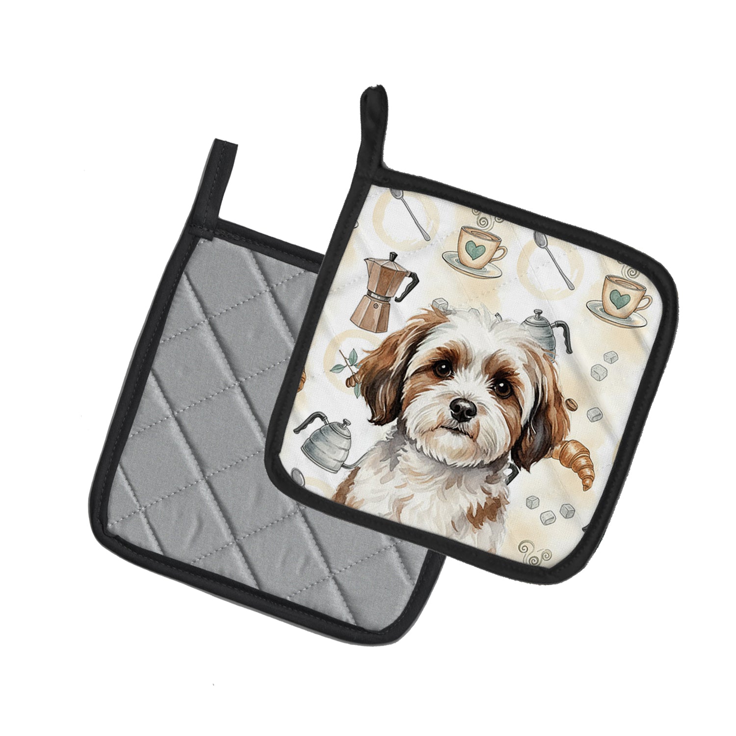 Caroline's Treasures Parti-color Havanese Coffee Bar Pair of Pot Holders