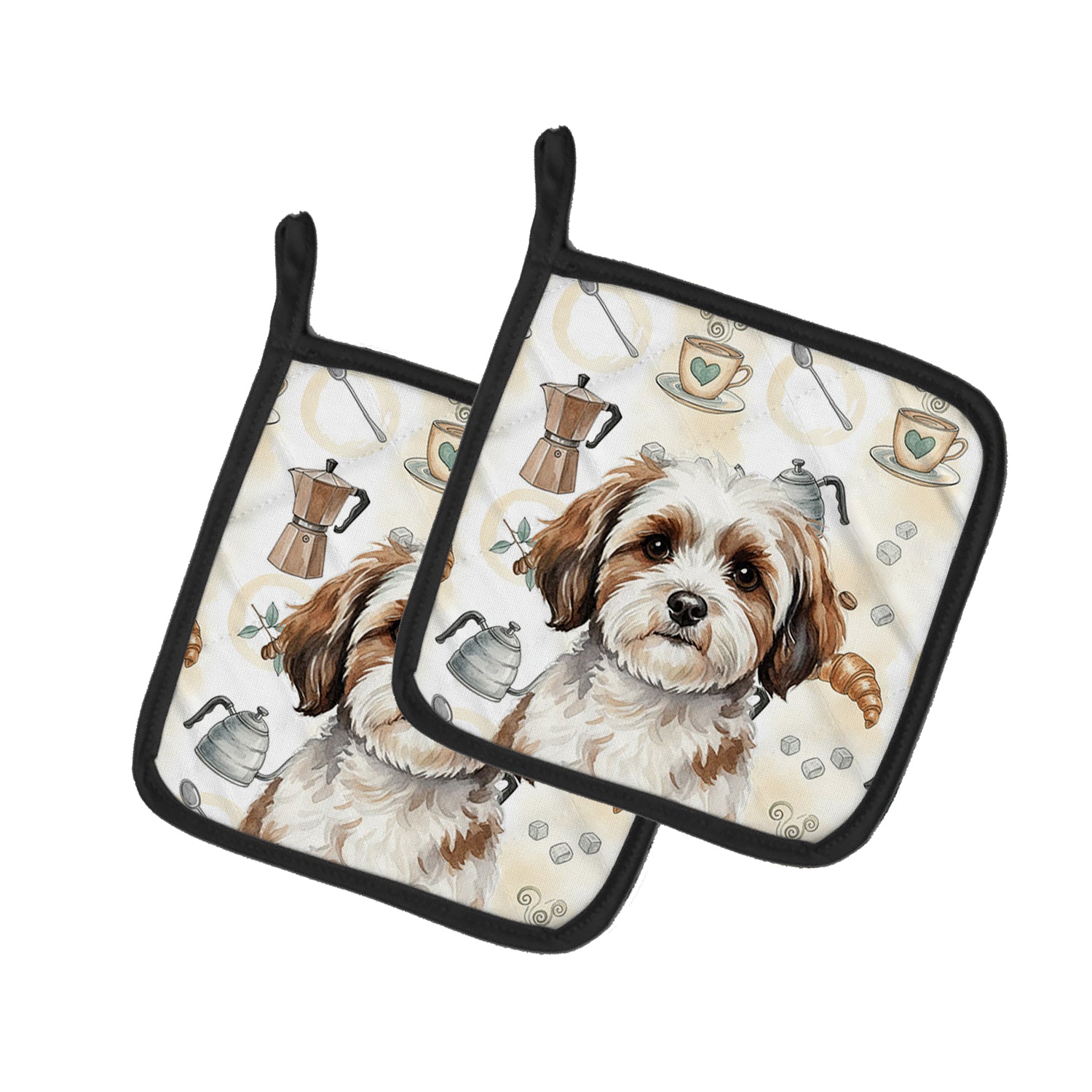 Caroline's Treasures Parti-color Havanese Coffee Bar Pair of Pot Holders