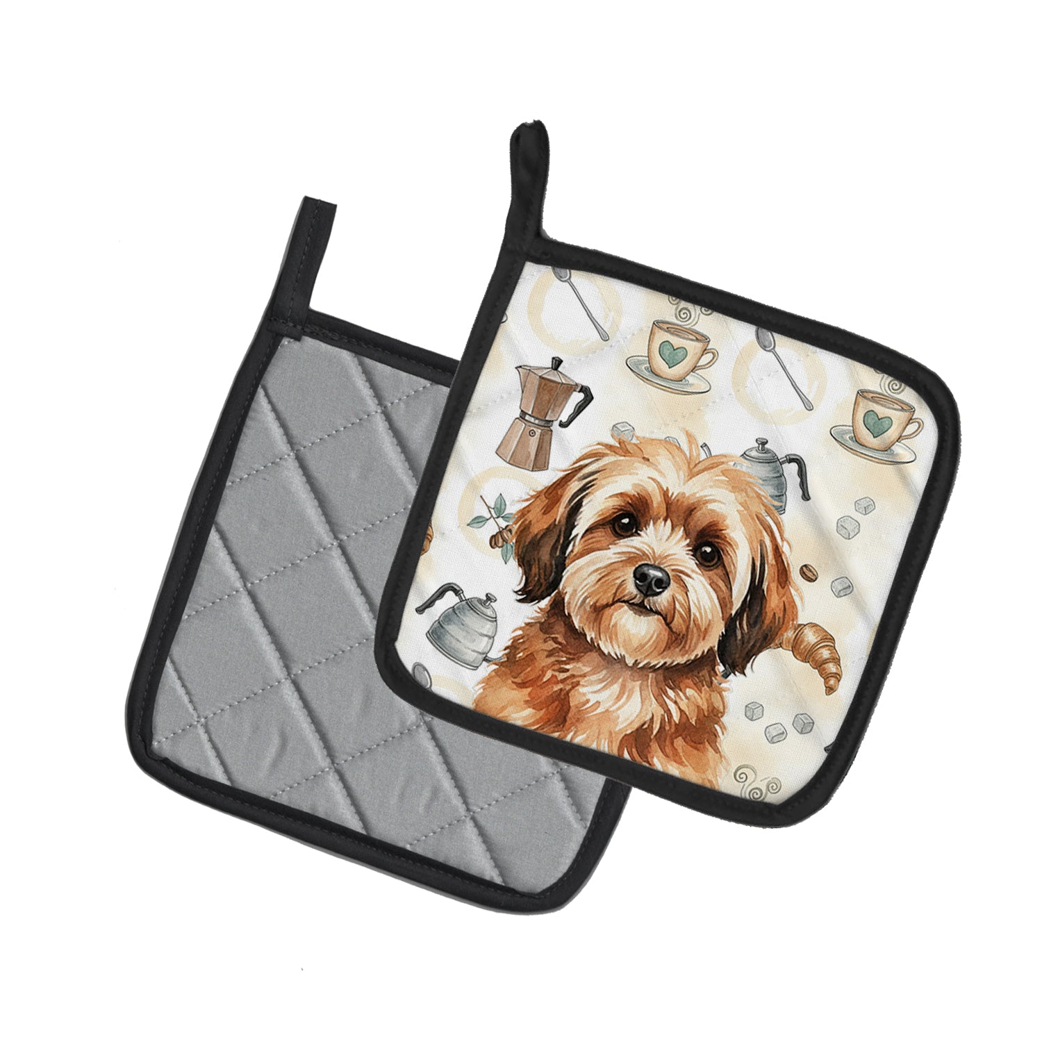 Caroline's Treasures Sable Havanese Coffee Bar Pair of Pot Holders