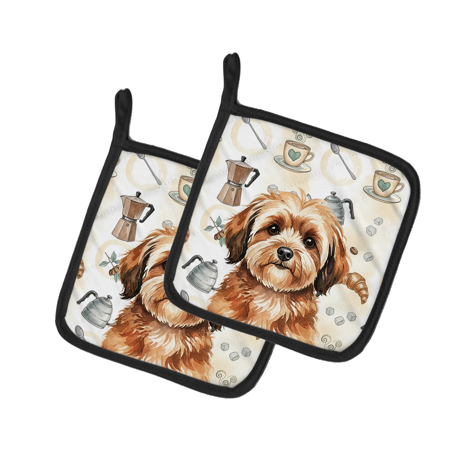 Caroline's Treasures Sable Havanese Coffee Bar Pair of Pot Holders