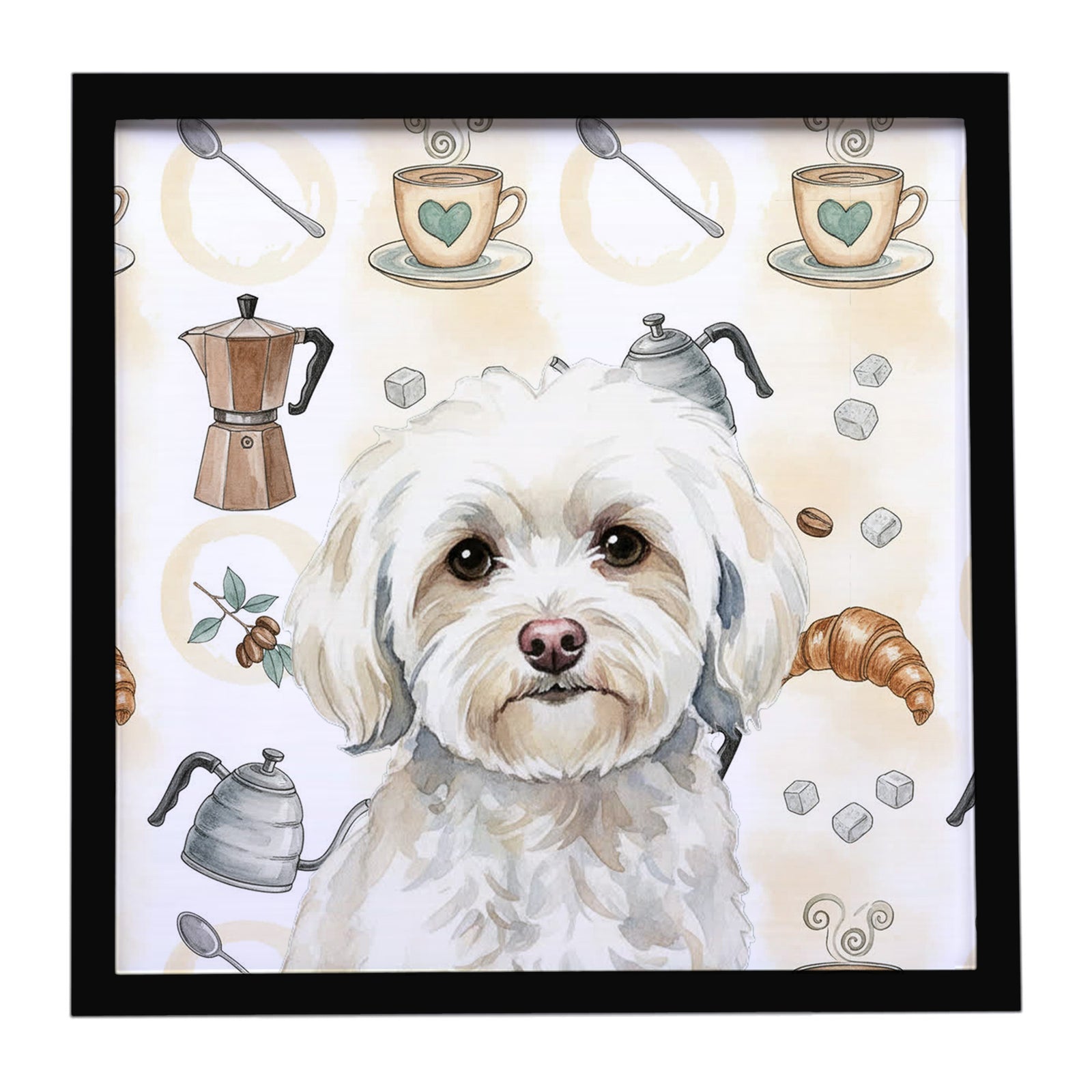 Caroline's Treasures White Havanese Coffee Bar Framed Metal Print