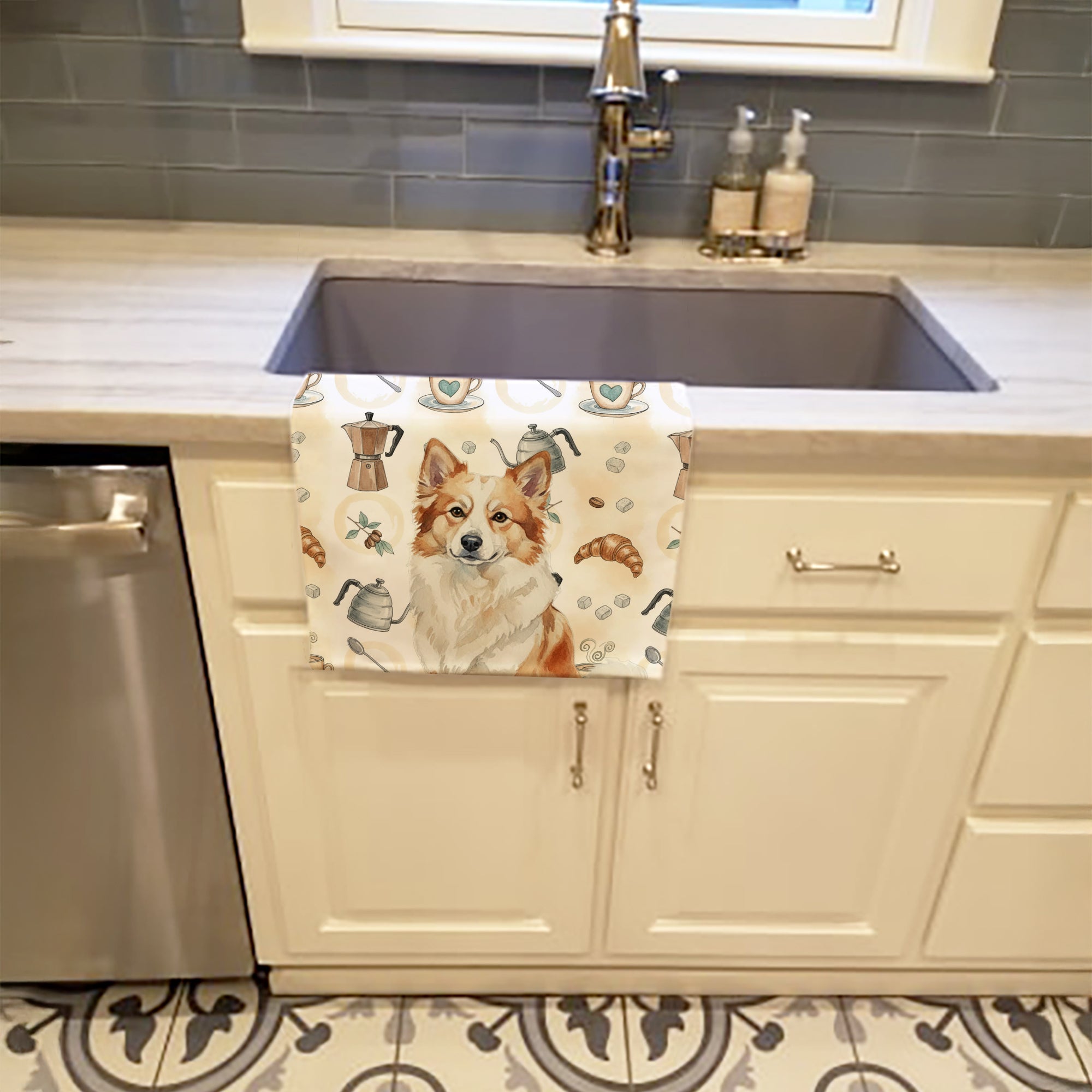 Caroline's Treasures Tan Icelandic Sheepdog Coffee Bar Kitchen Towel