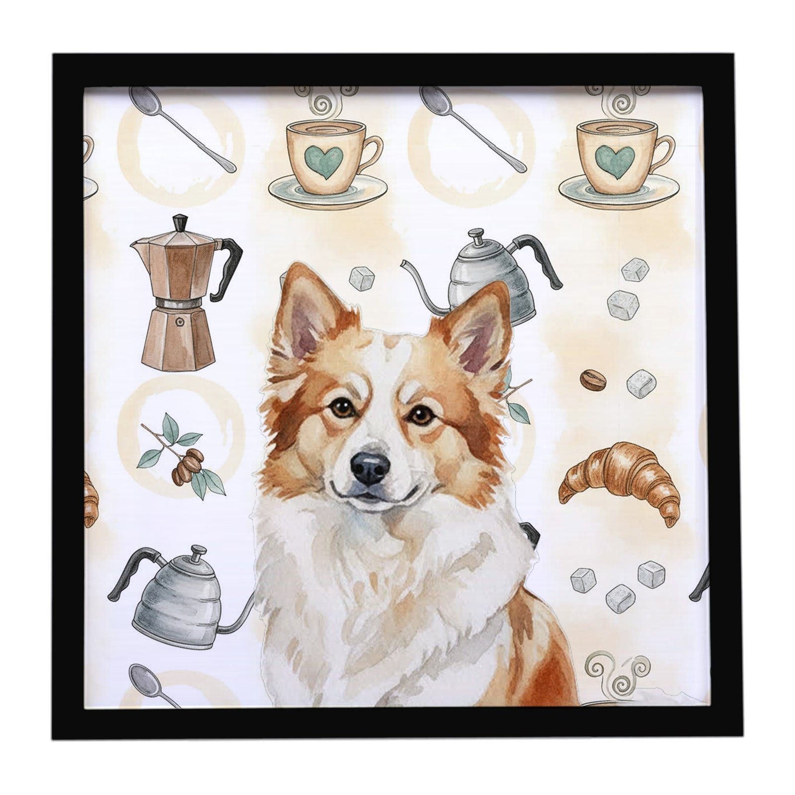 Caroline's Treasures Tan Icelandic Sheepdog Coffee Bar Framed Metal Print