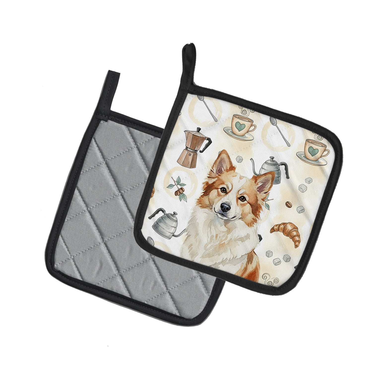 Caroline's Treasures Tan Icelandic Sheepdog Coffee Bar Pair of Pot Holders