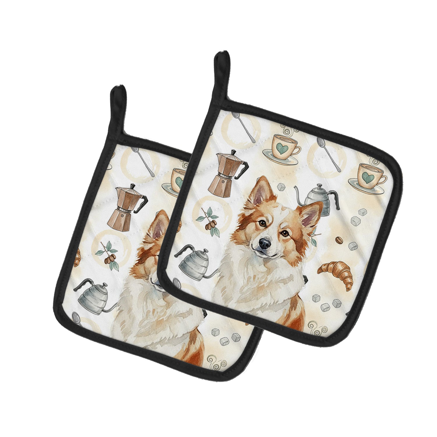 Caroline's Treasures Tan Icelandic Sheepdog Coffee Bar Pair of Pot Holders