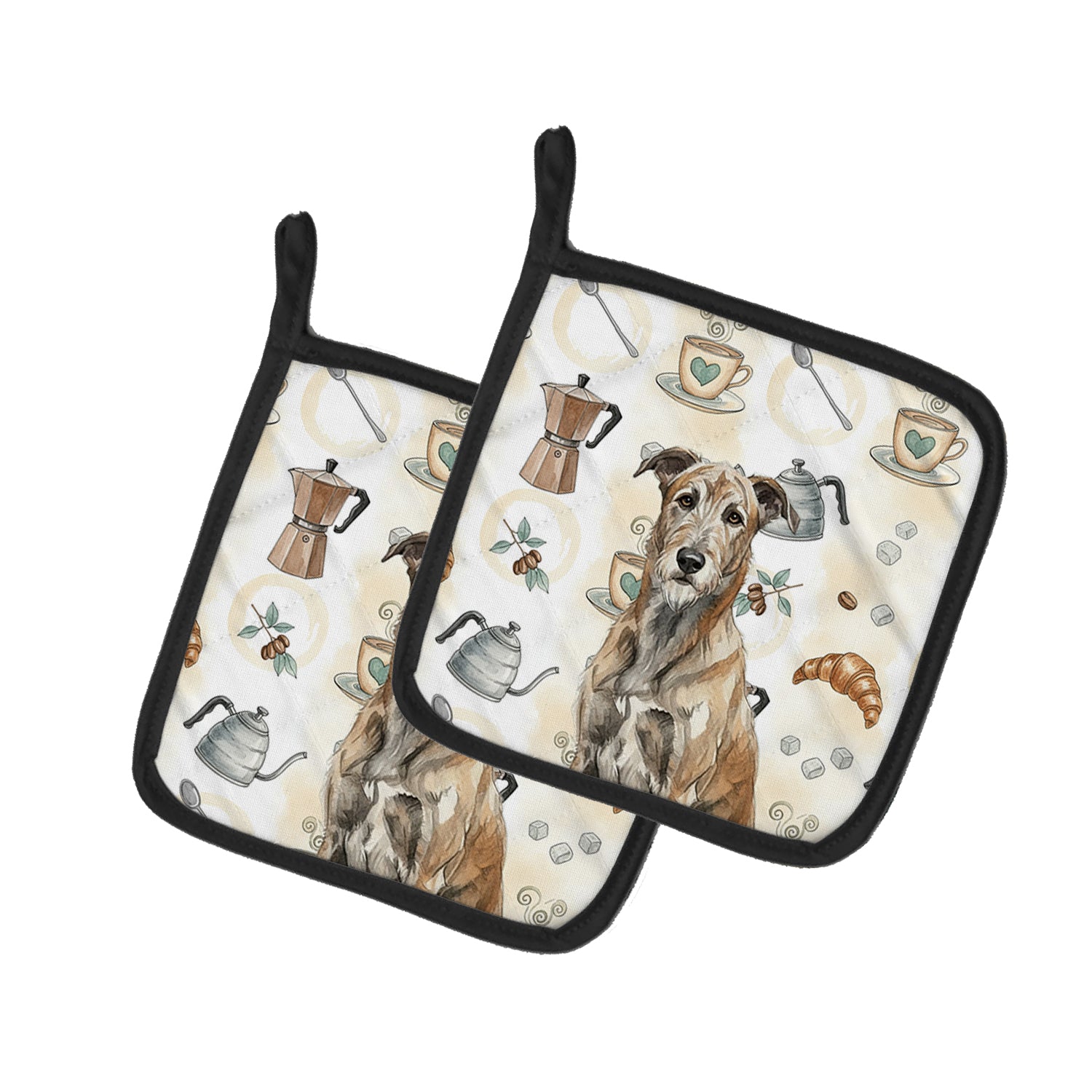 Caroline's Treasures Brindle Irish Wolfhound Coffee Bar Pair of Pot Holders