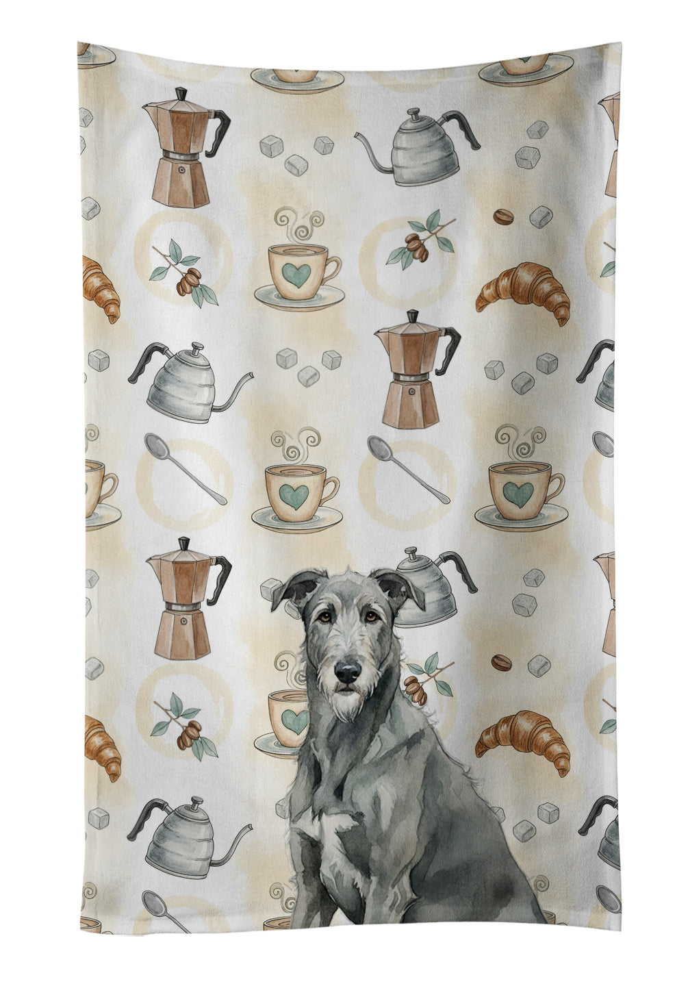 Caroline's Treasures Gray Irish Wolfhound Coffee Bar Kitchen Towel
