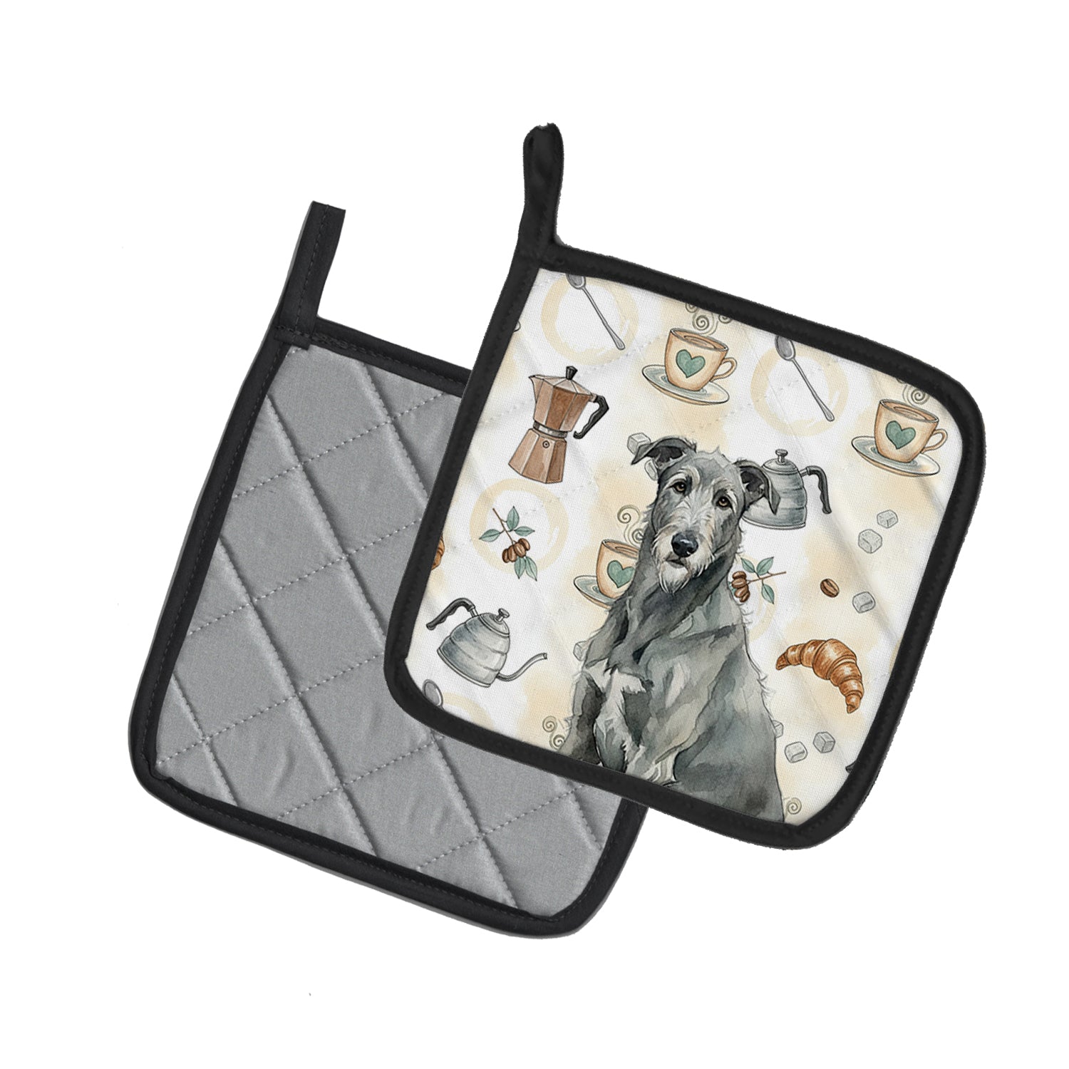Caroline's Treasures Gray Irish Wolfhound Coffee Bar Pair of Pot Holders