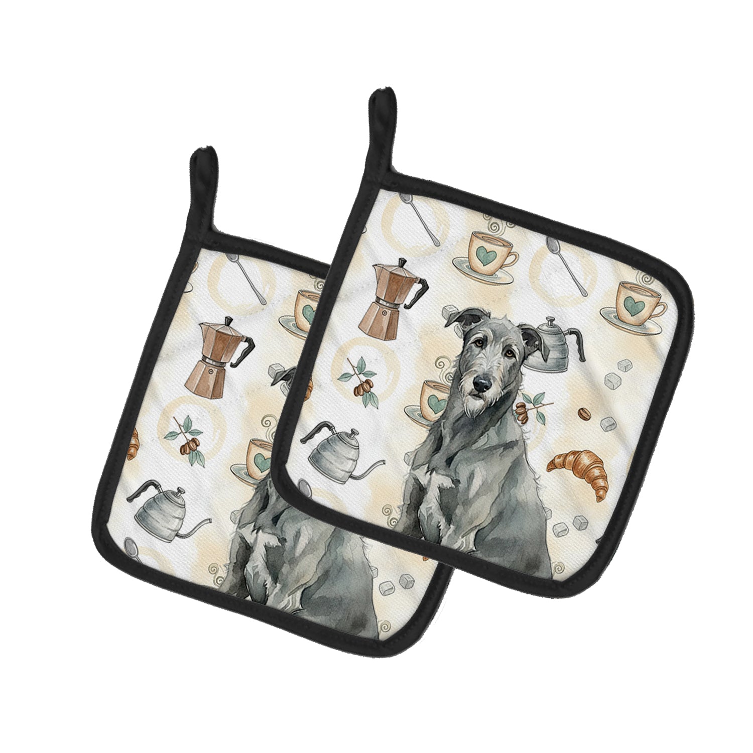 Caroline's Treasures Gray Irish Wolfhound Coffee Bar Pair of Pot Holders