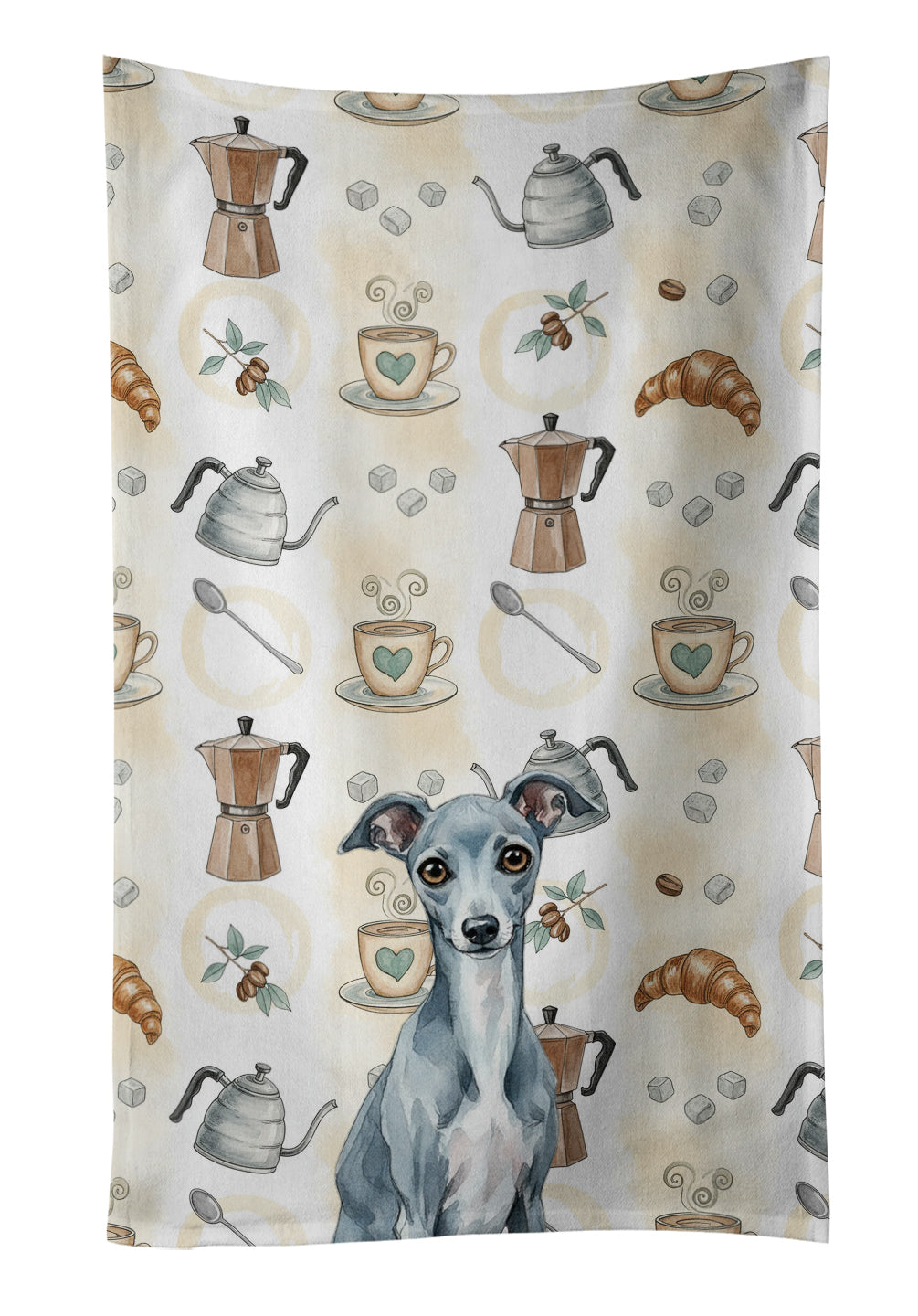 Caroline's Treasures Blue Italian Greyhound Coffee Bar Kitchen Towel
