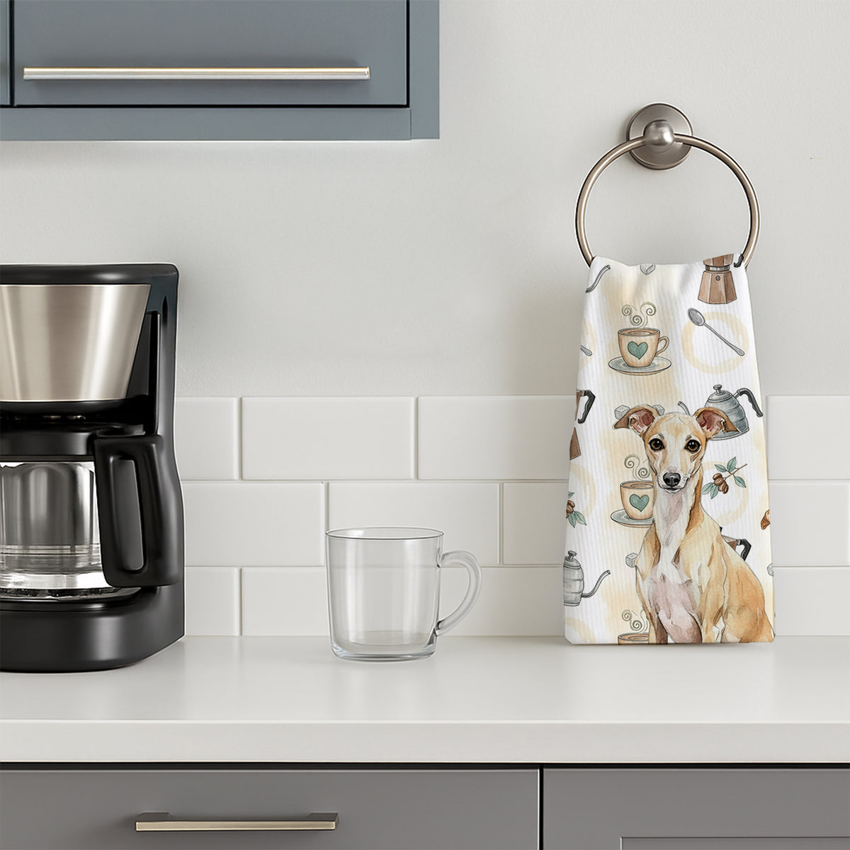 Caroline's Treasures Fawn Italian Greyhound Coffee Bar Kitchen Towel