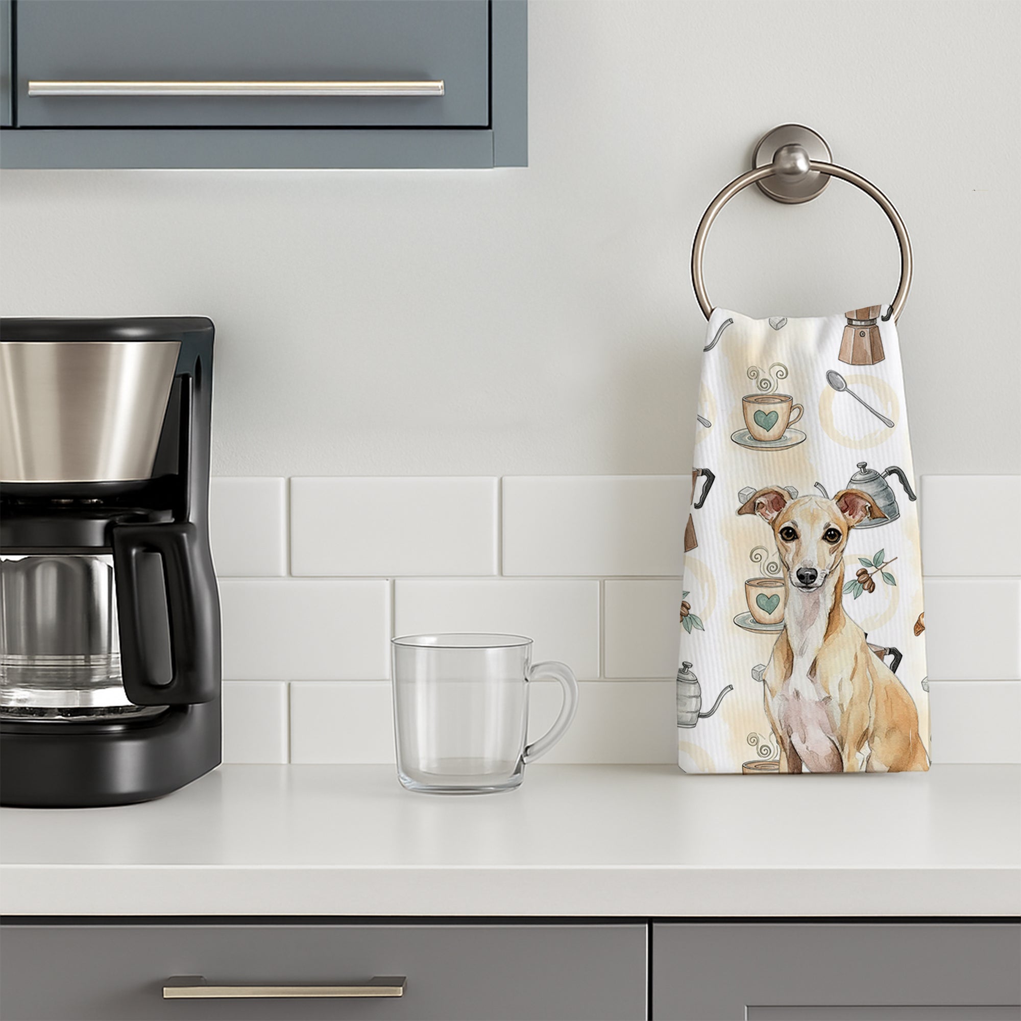 Caroline's Treasures Fawn Italian Greyhound Coffee Bar Kitchen Towel