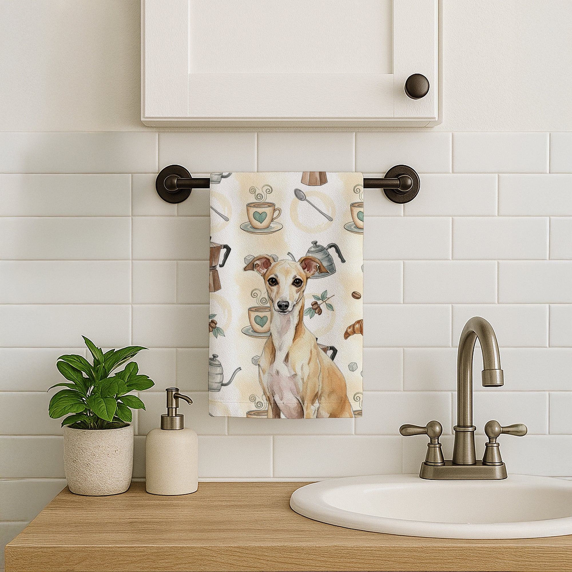 Caroline's Treasures Fawn Italian Greyhound Coffee Bar Kitchen Towel