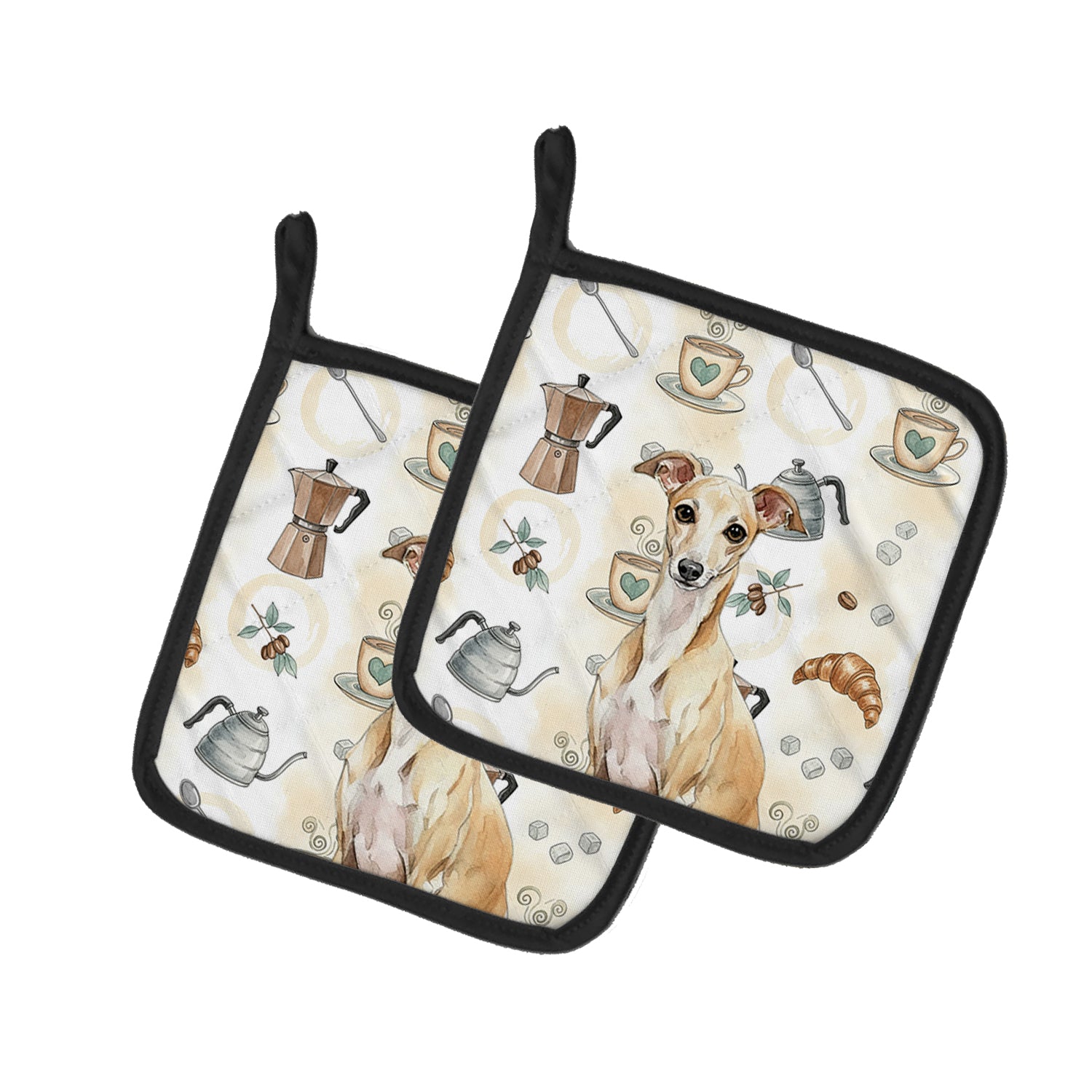 Caroline's Treasures Fawn Italian Greyhound Coffee Bar Pair of Pot Holders
