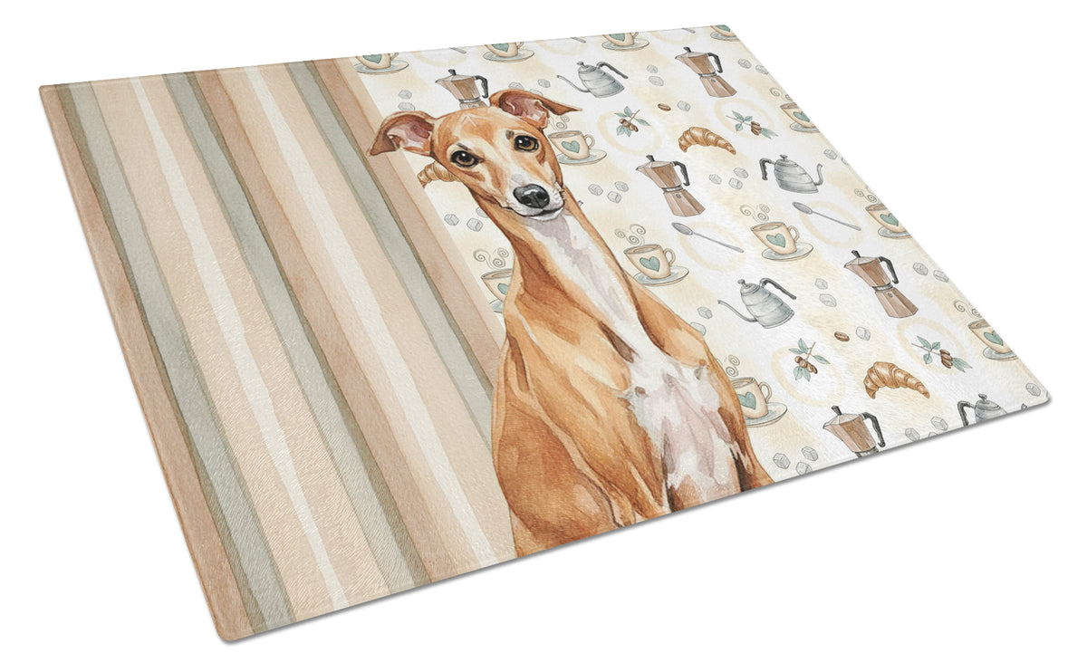 Caroline's Treasures Red Italian Greyhound Coffee Bar Glass Cutting Board