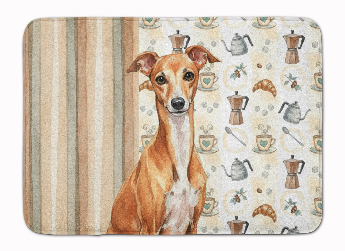 Caroline's Treasures Red Italian Greyhound Coffee Bar Memory Foam Kitchen Mat