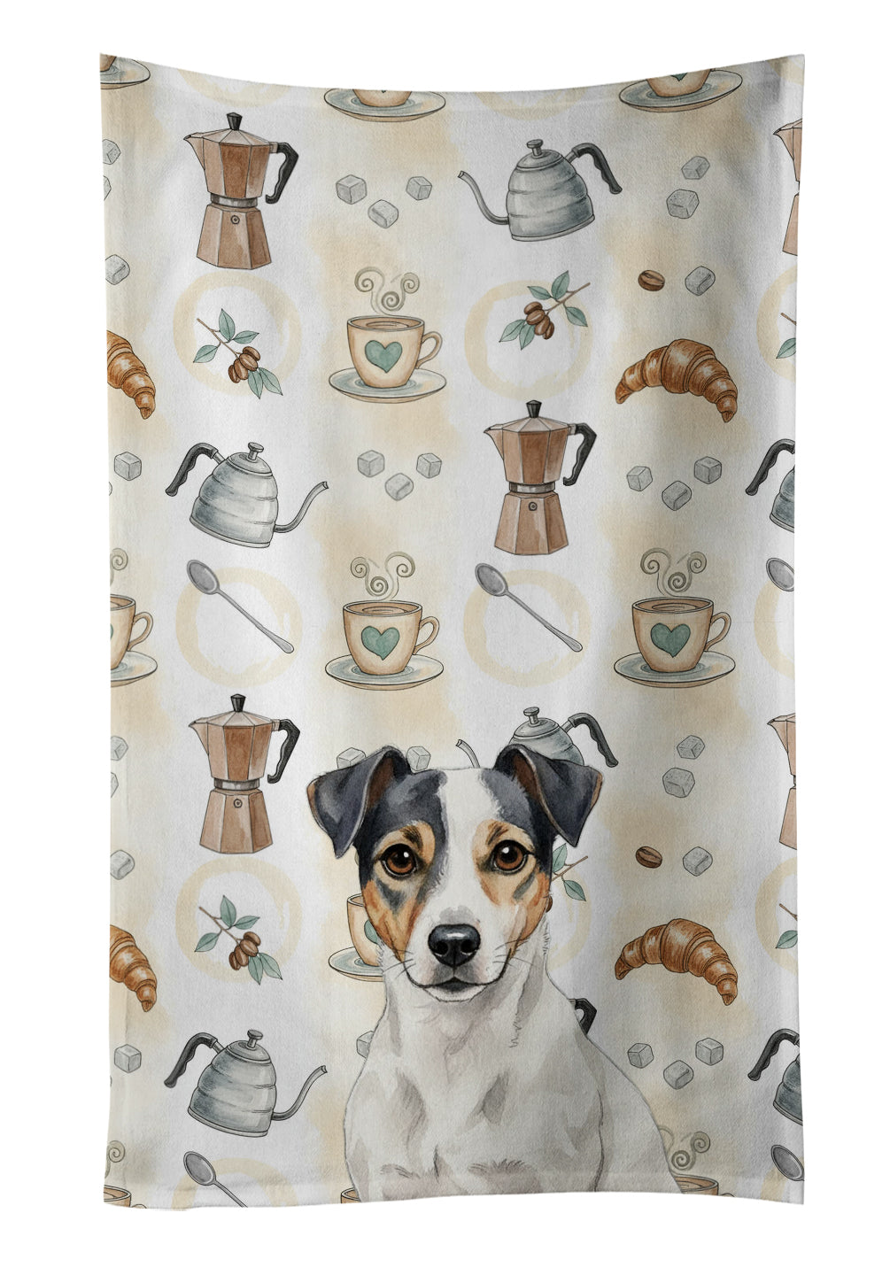Caroline's Treasures White and Black Jack Russell Terrier Coffee Bar Kitchen Towel