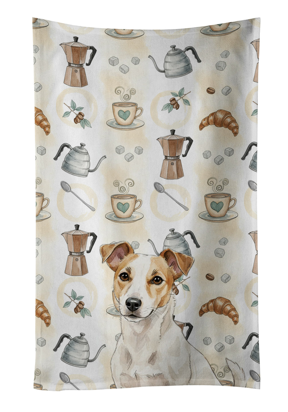 Caroline's Treasures White and Tan Jack Russell Terrier Coffee Bar Kitchen Towel