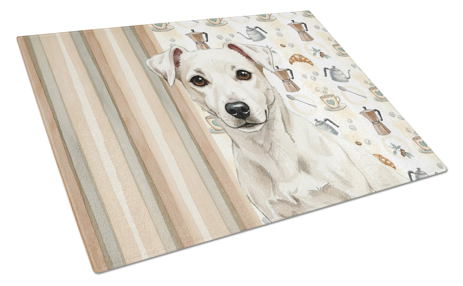 Caroline's Treasures White Jack Russell Terrier Coffee Bar Glass Cutting Board