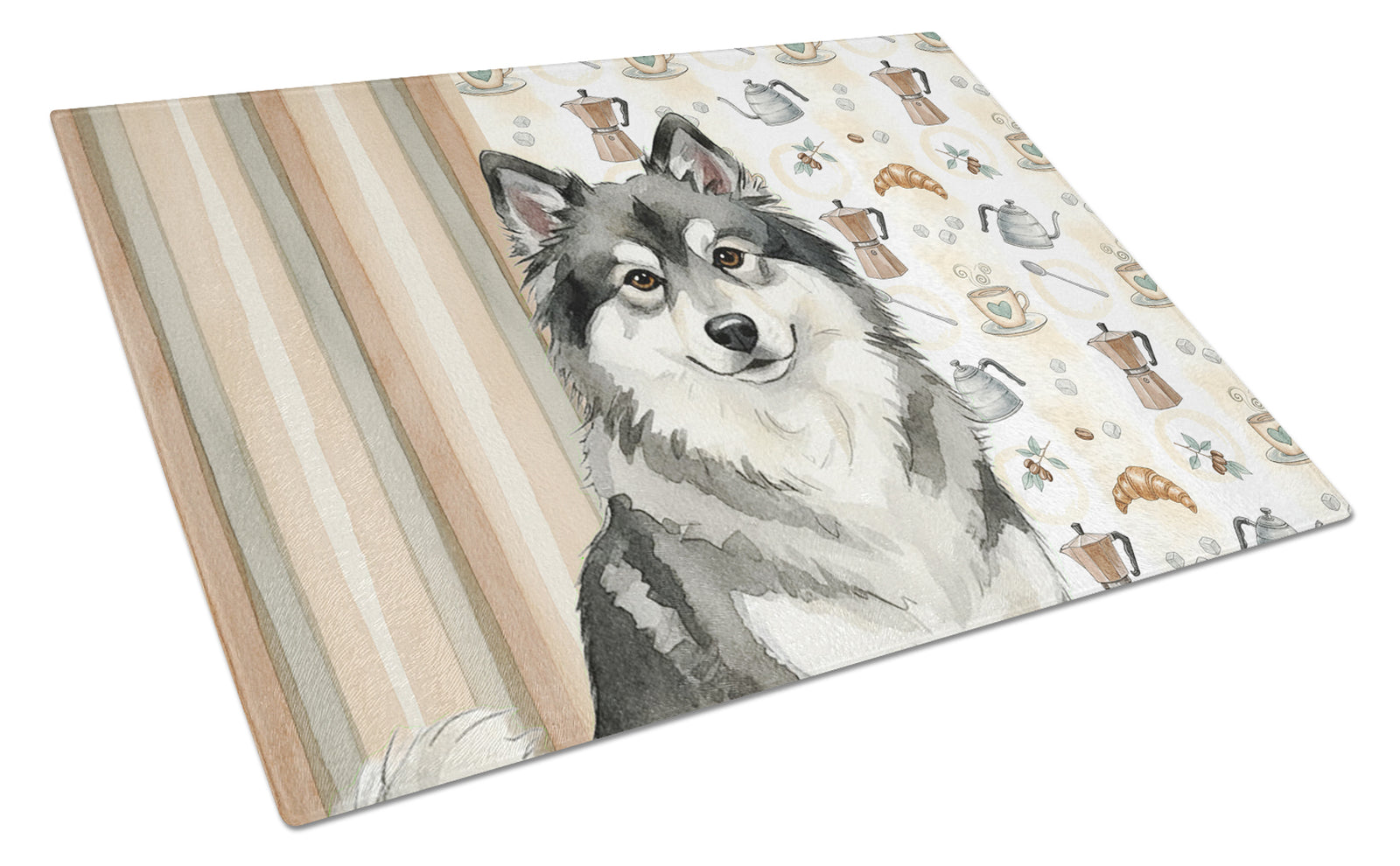 Caroline's Treasures Keeshond Coffee Bar Glass Cutting Board