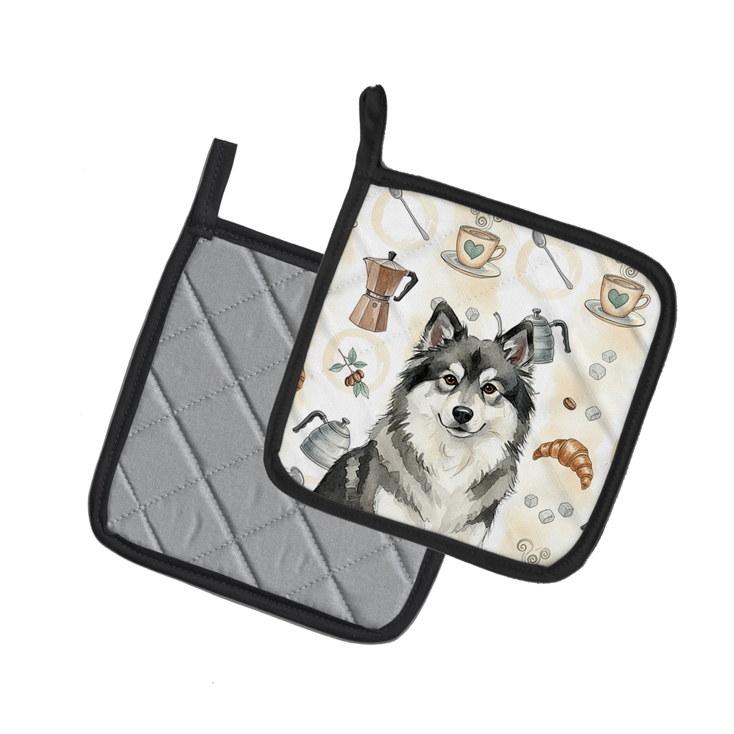 Caroline's Treasures Keeshond Coffee Bar Pair of Pot Holders