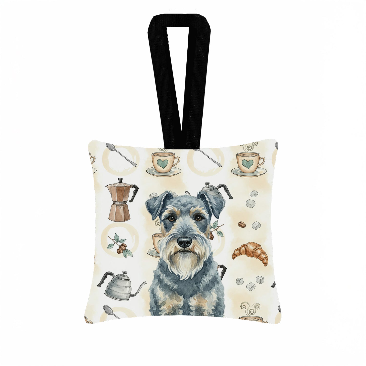 Caroline's Treasures Kerry Blue Terrier Coffee Bar Hanging Square Fabric Ornament 3.5 × 3.5