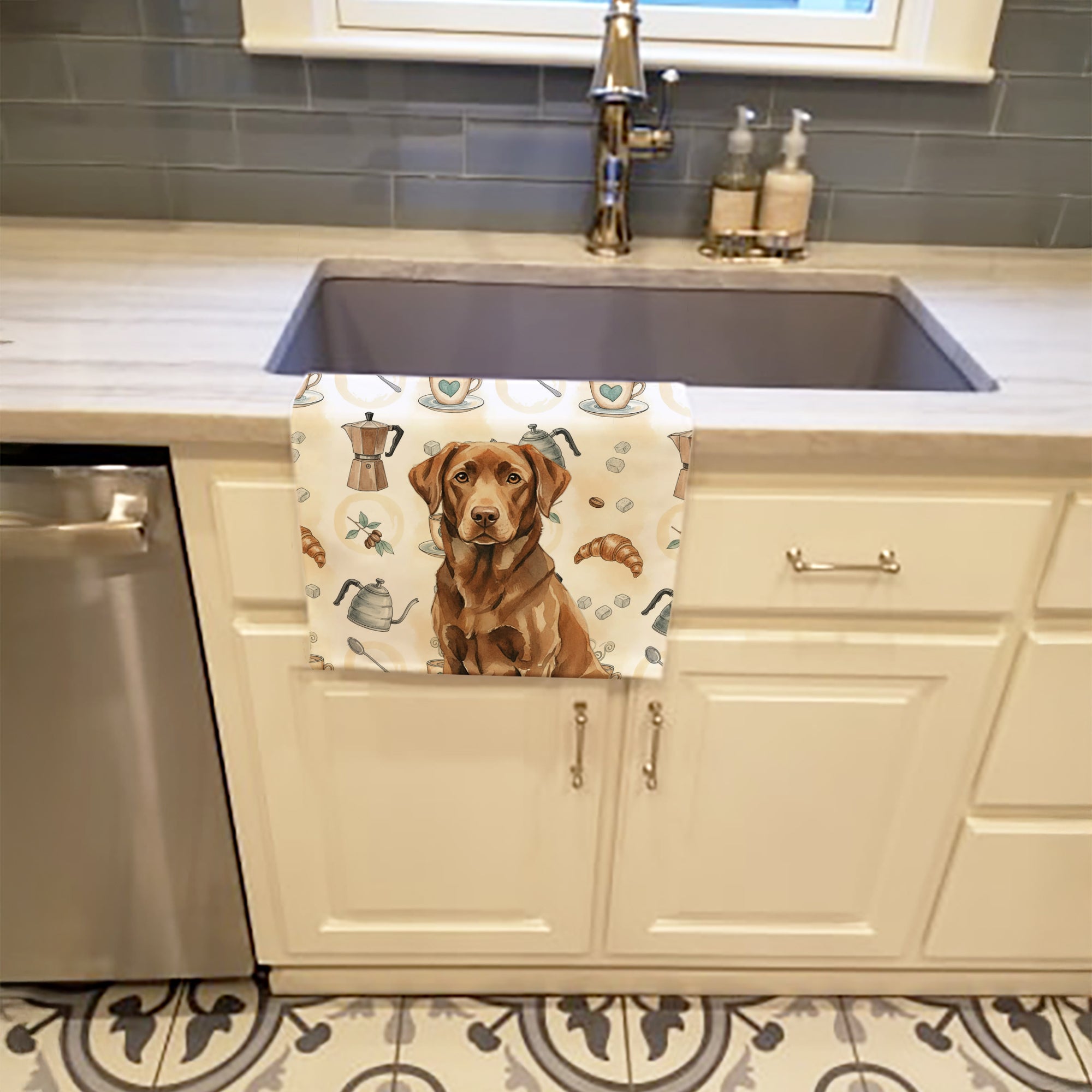 Caroline's Treasures Chocolate Labrador Retriever Coffee Bar Kitchen Towel
