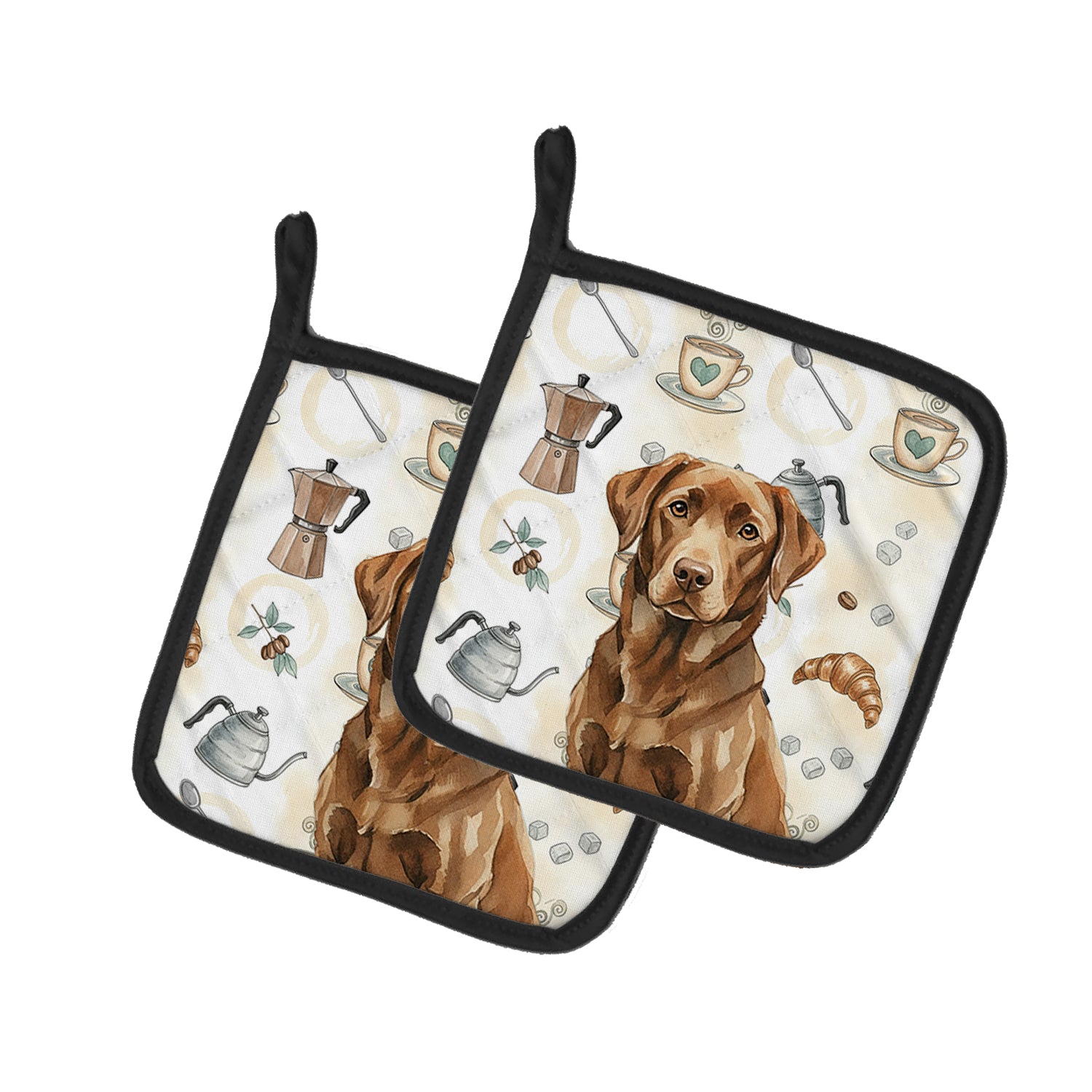 Caroline's Treasures Chocolate Labrador Retriever Coffee Bar Pair of Pot Holders
