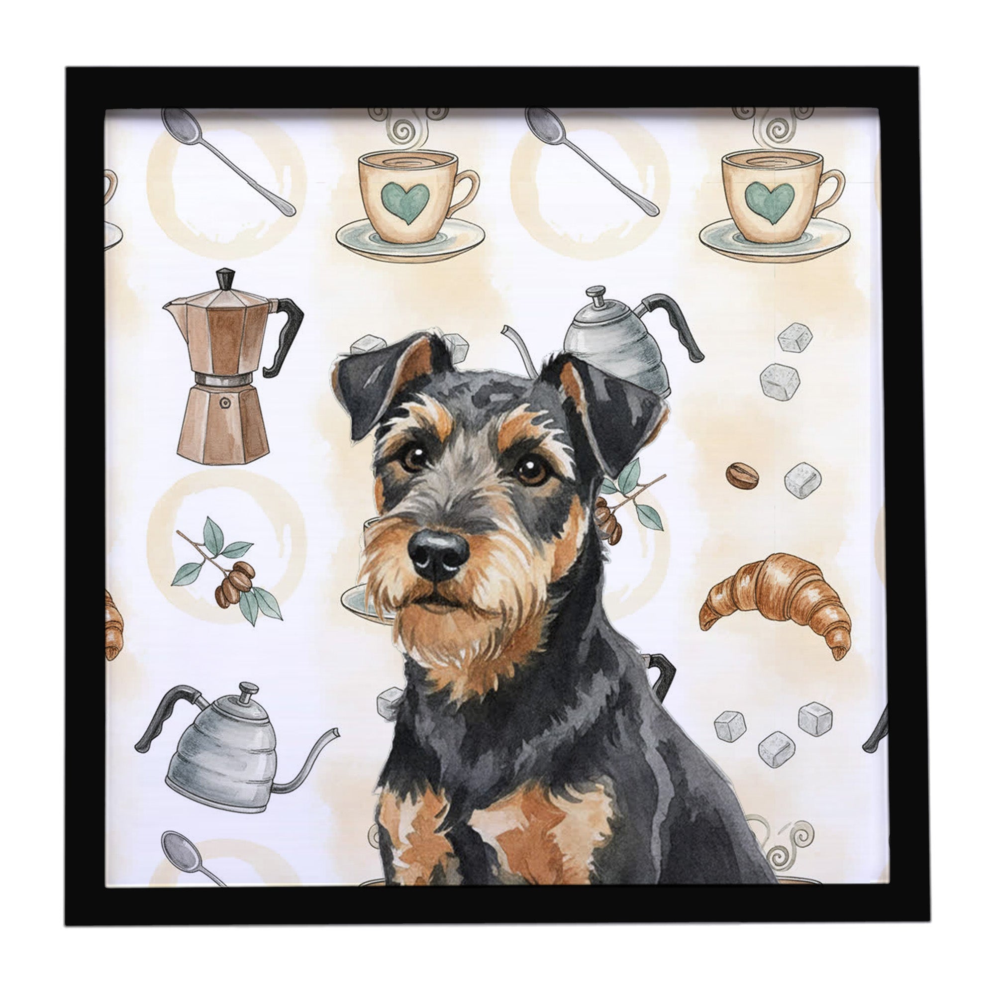 Caroline's Treasures Black and Tan Lakeland Terrier Coffee Bar Framed Metal Print
