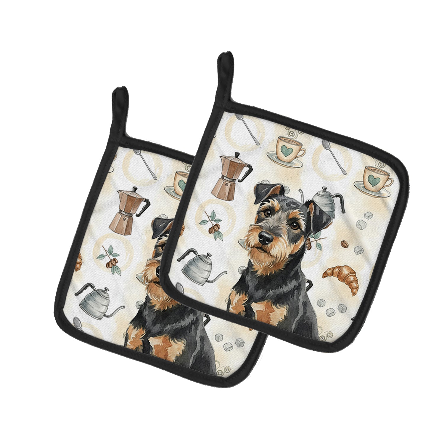Caroline's Treasures Black and Tan Lakeland Terrier Coffee Bar Pair of Pot Holders