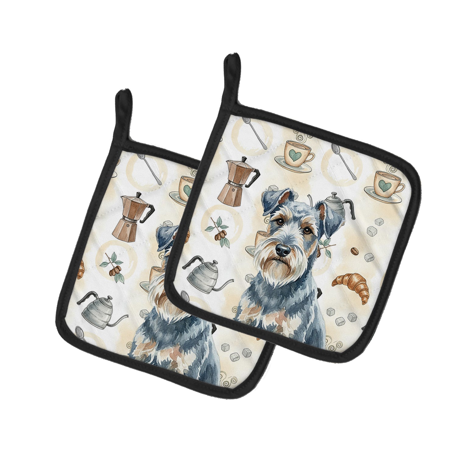 Caroline's Treasures Blue Lakeland Terrier Coffee Bar Pair of Pot Holders