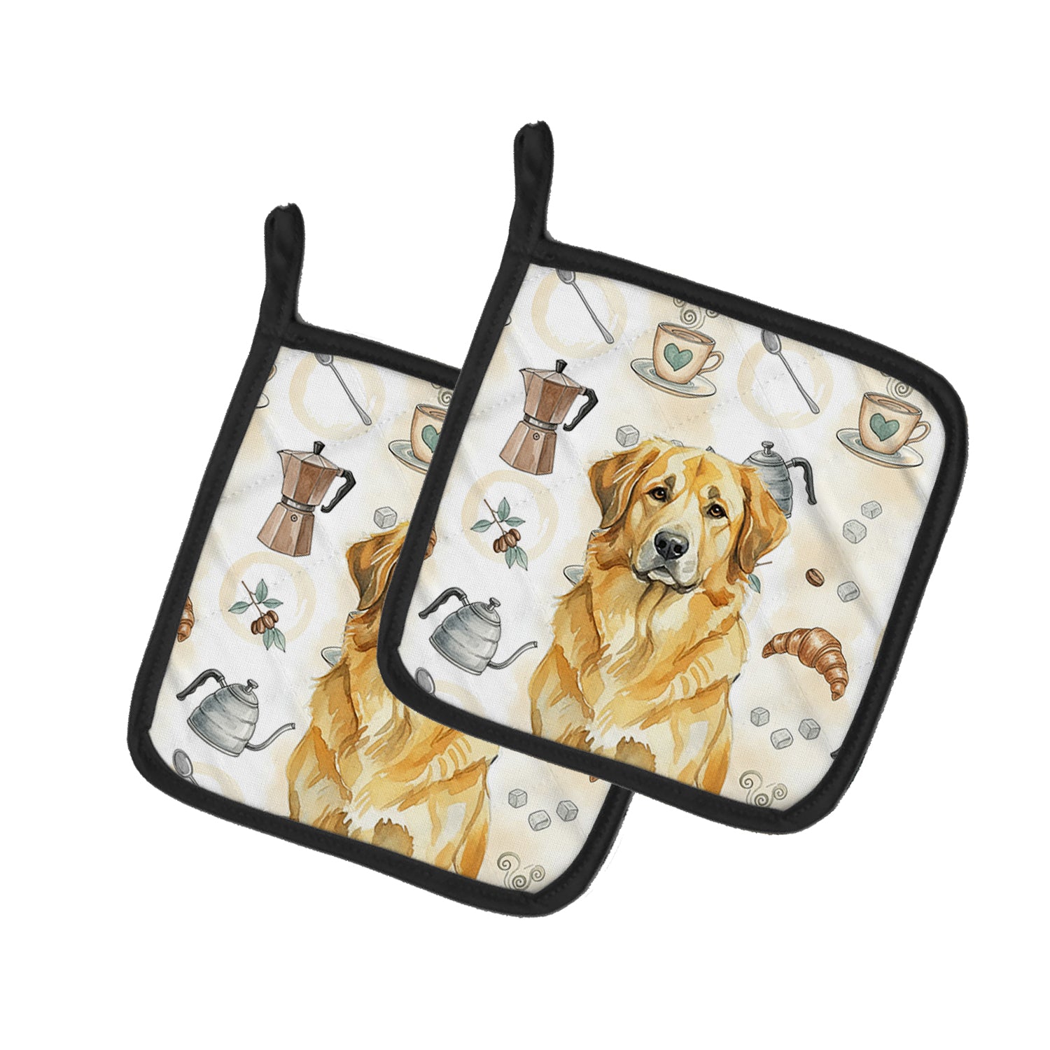 Caroline's Treasures Lion Yellow Leonberger Coffee Bar Pair of Pot Holders