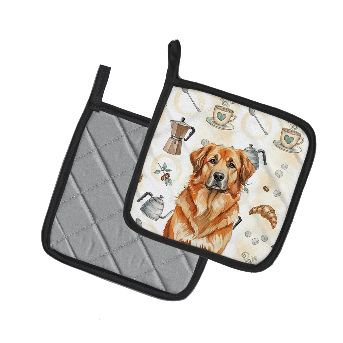 Caroline's Treasures Red Leonberger Coffee Bar Pair of Pot Holders
