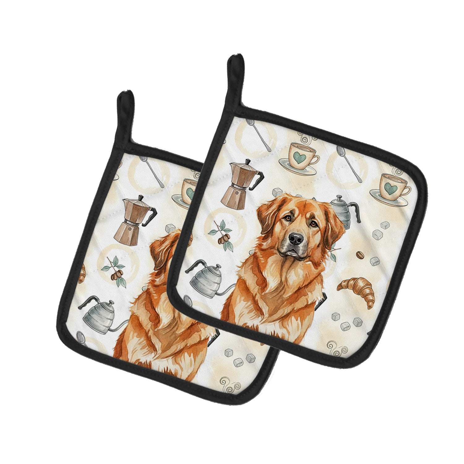 Caroline's Treasures Red Leonberger Coffee Bar Pair of Pot Holders