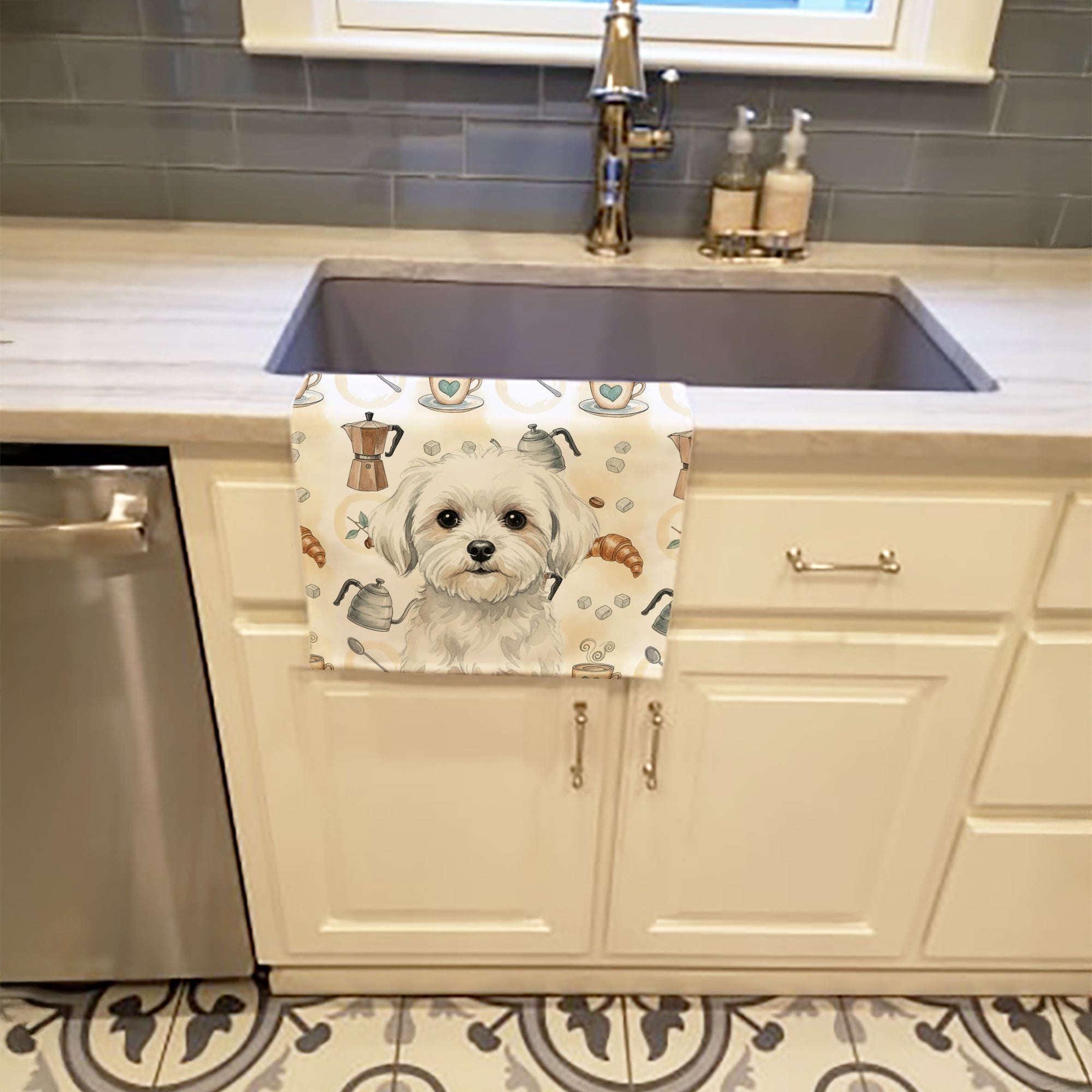 Caroline's Treasures Maltese Coffee Bar Kitchen Towel
