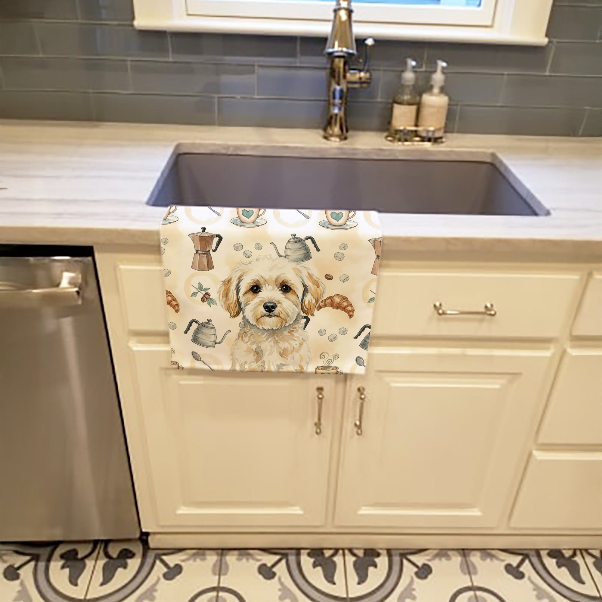 Caroline's Treasures Maltipoo Coffee Bar Kitchen Towel