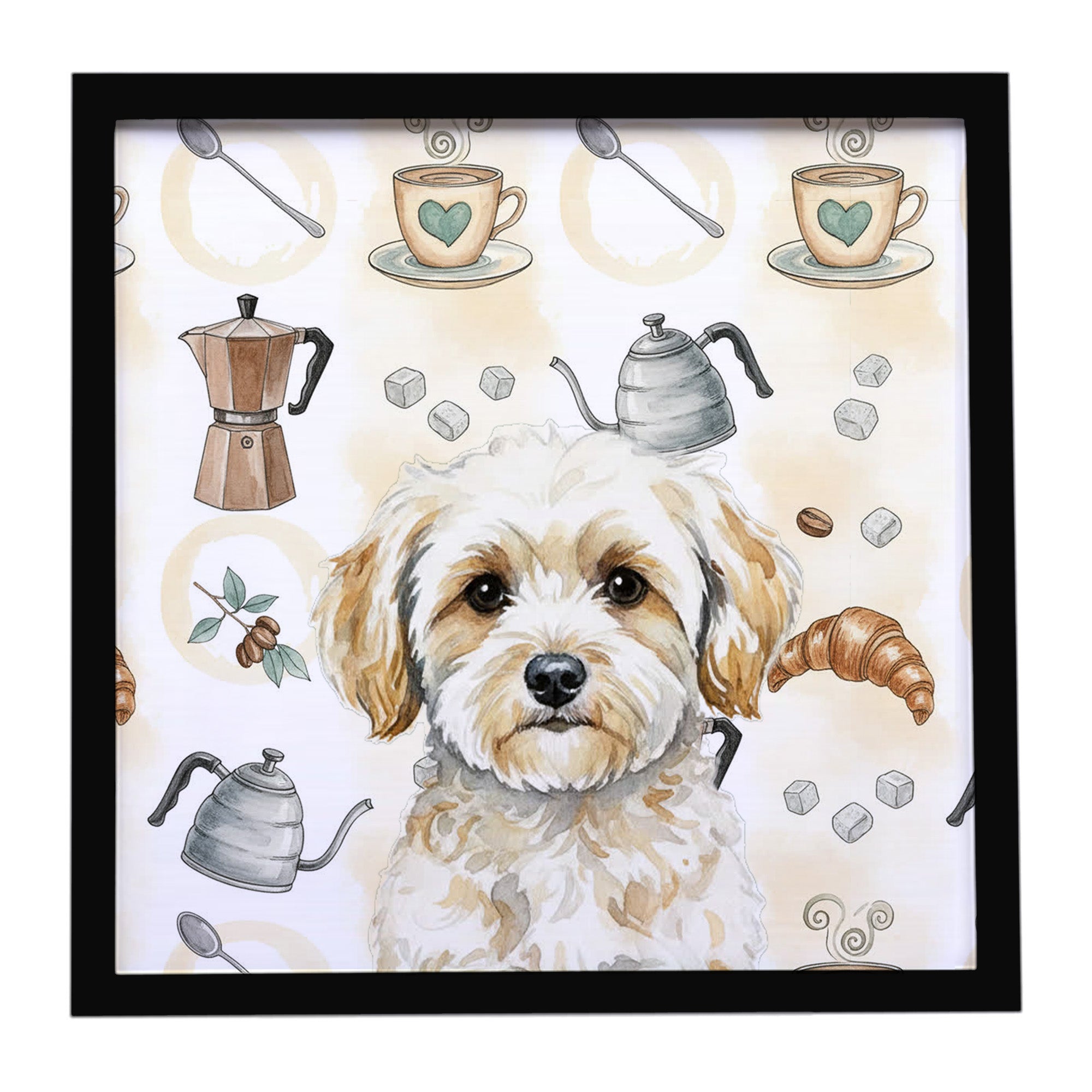 Caroline's Treasures Maltipoo Coffee Bar Framed Metal Print