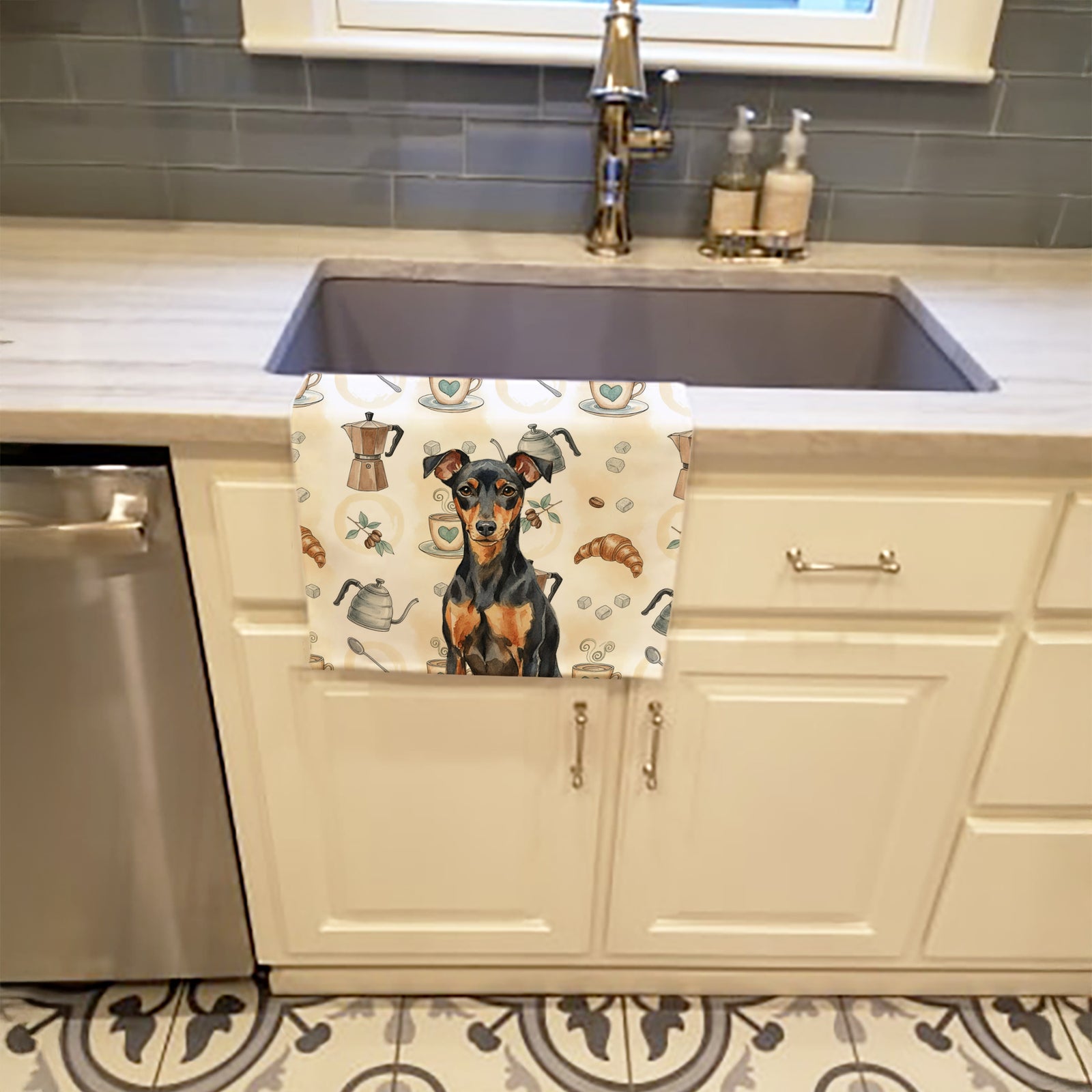 Caroline's Treasures Manchester Terrier Coffee Bar Kitchen Towel