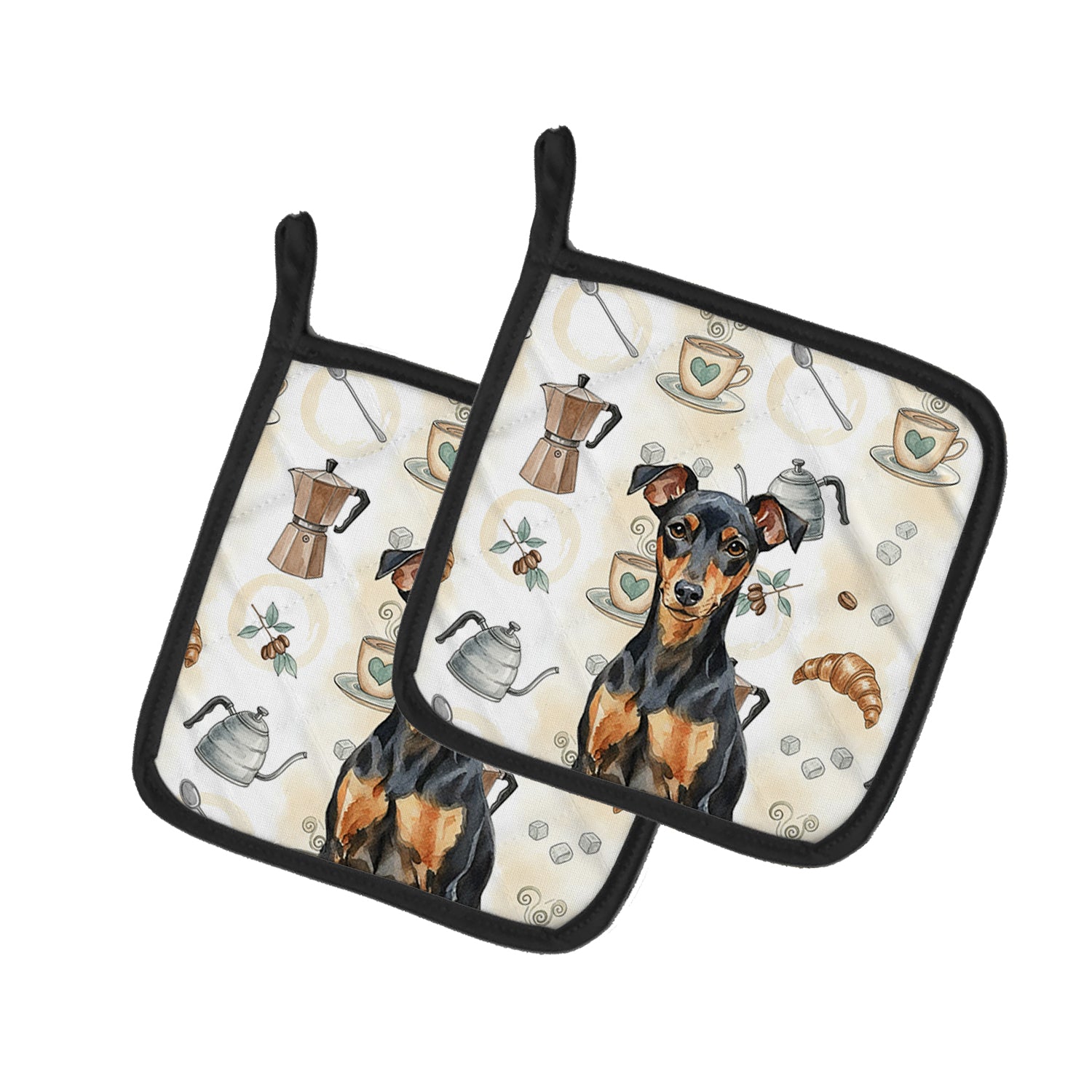 Caroline's Treasures Manchester Terrier Coffee Bar Pair of Pot Holders