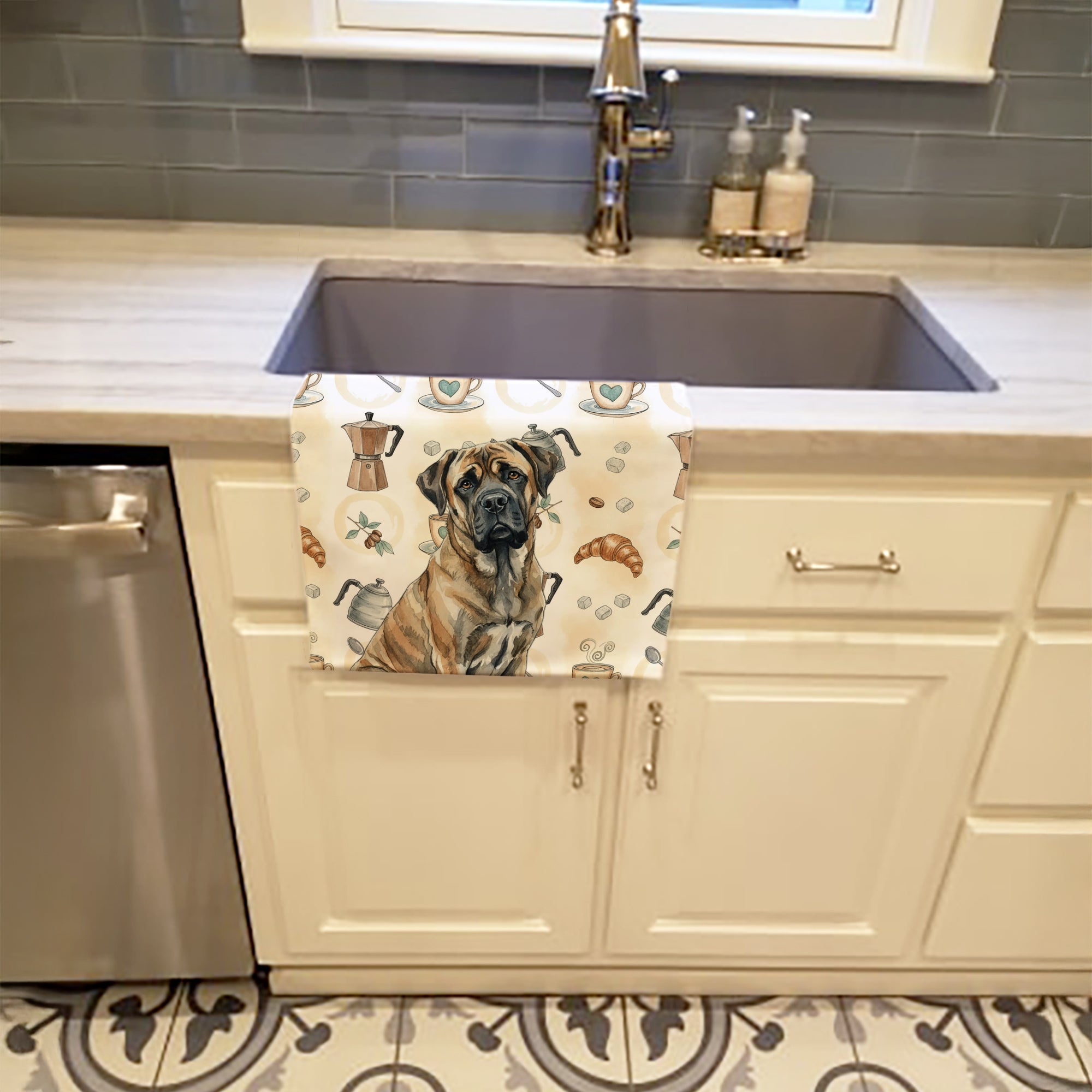 Caroline's Treasures Brindle Mastiff Coffee Bar Kitchen Towel