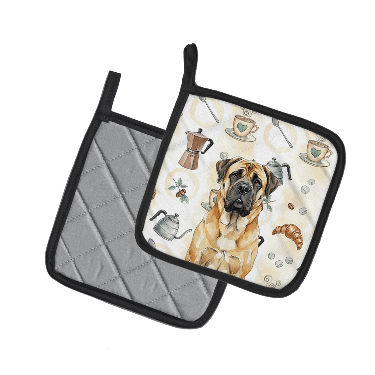Caroline's Treasures Fawn Mastiff Coffee Bar Pair of Pot Holders