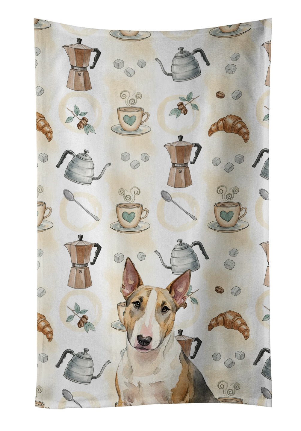 Caroline's Treasures Tricolor Miniature Bull Terrier Coffee Bar Kitchen Towel
