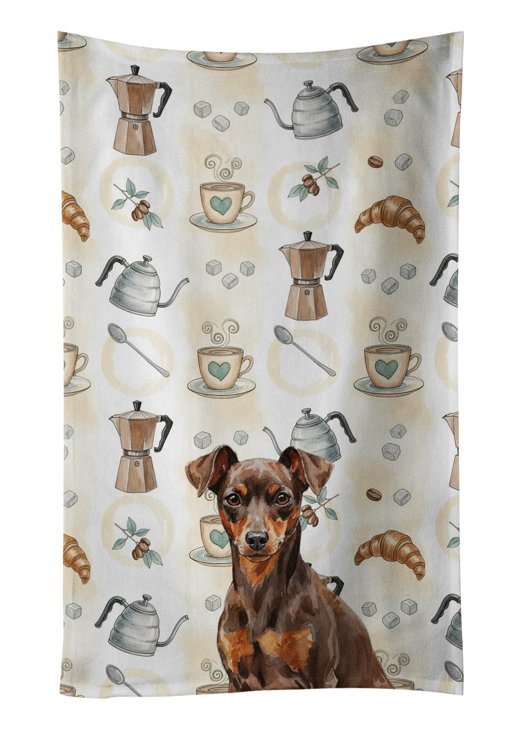 Caroline's Treasures Chocolate and Rust Miniature Pinscher Min Pin Coffee Bar Kitchen Towel